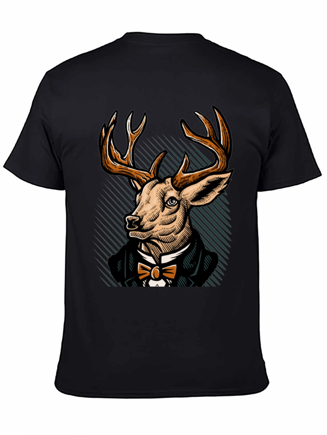Black Dapper Deer T-Shirt - Elegant Animal Graphic Tee view 4