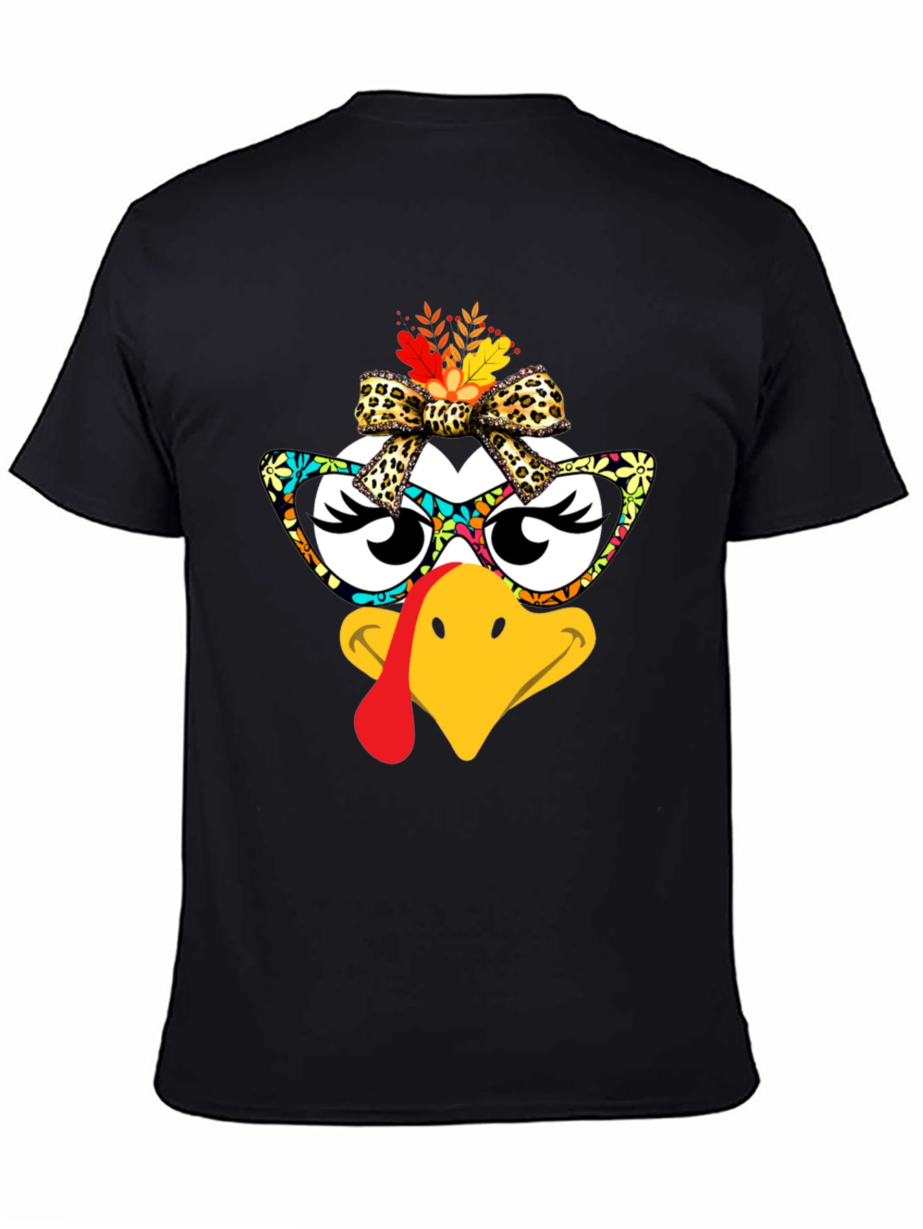 Black Thanksgiving Turkey Face T-Shirt view 4