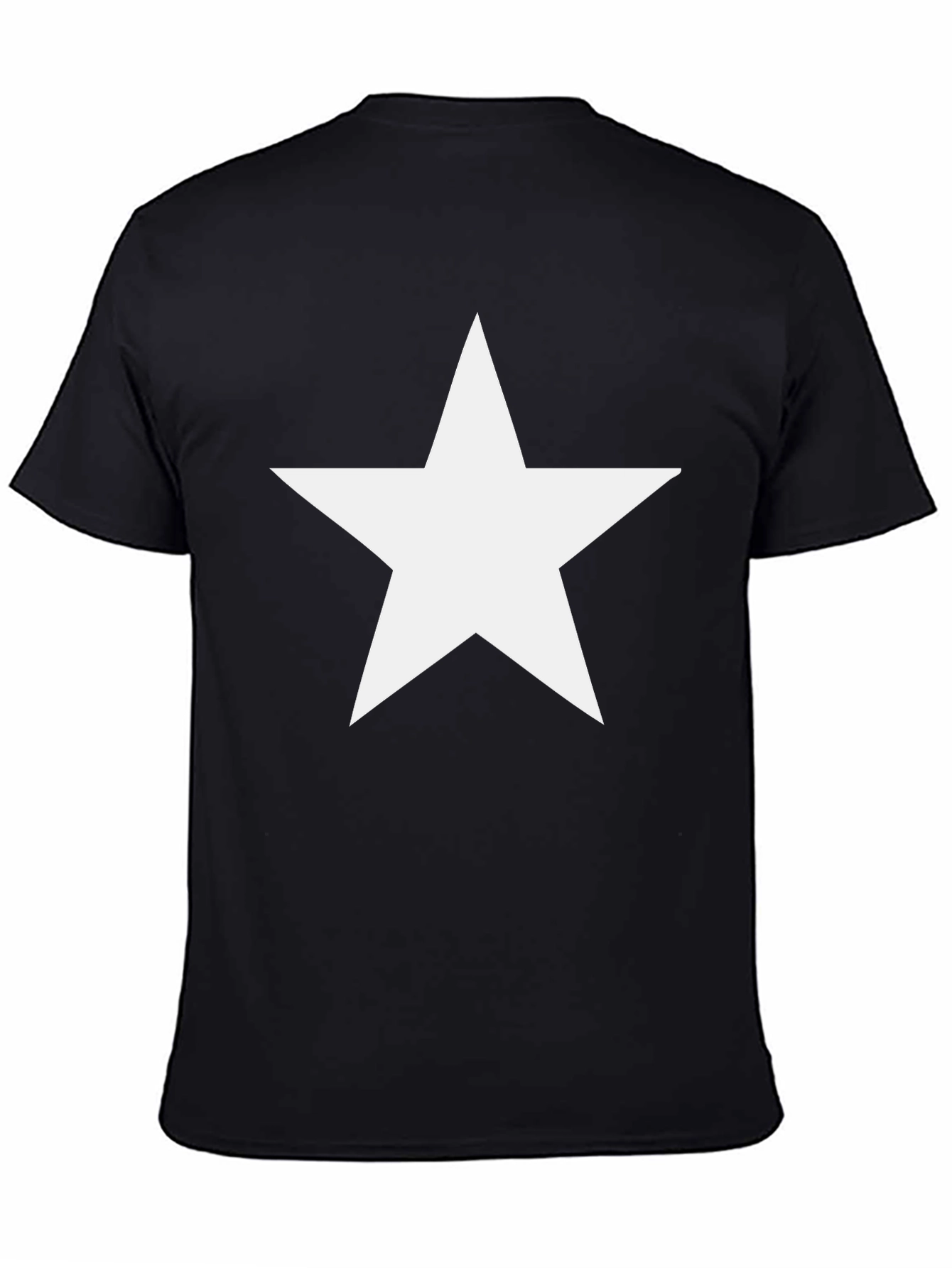 Black Bold Star Graphic Tee - Classic Black Cotton Shirt view 4