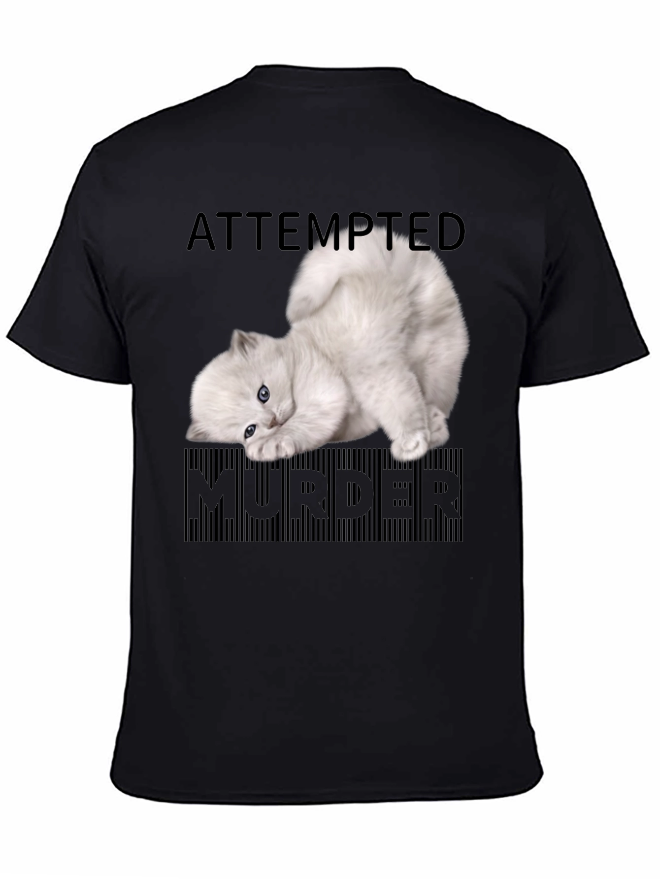 Black Attempted Murder Kitten T-Shirt - Funny Cat Lover Tee view 4