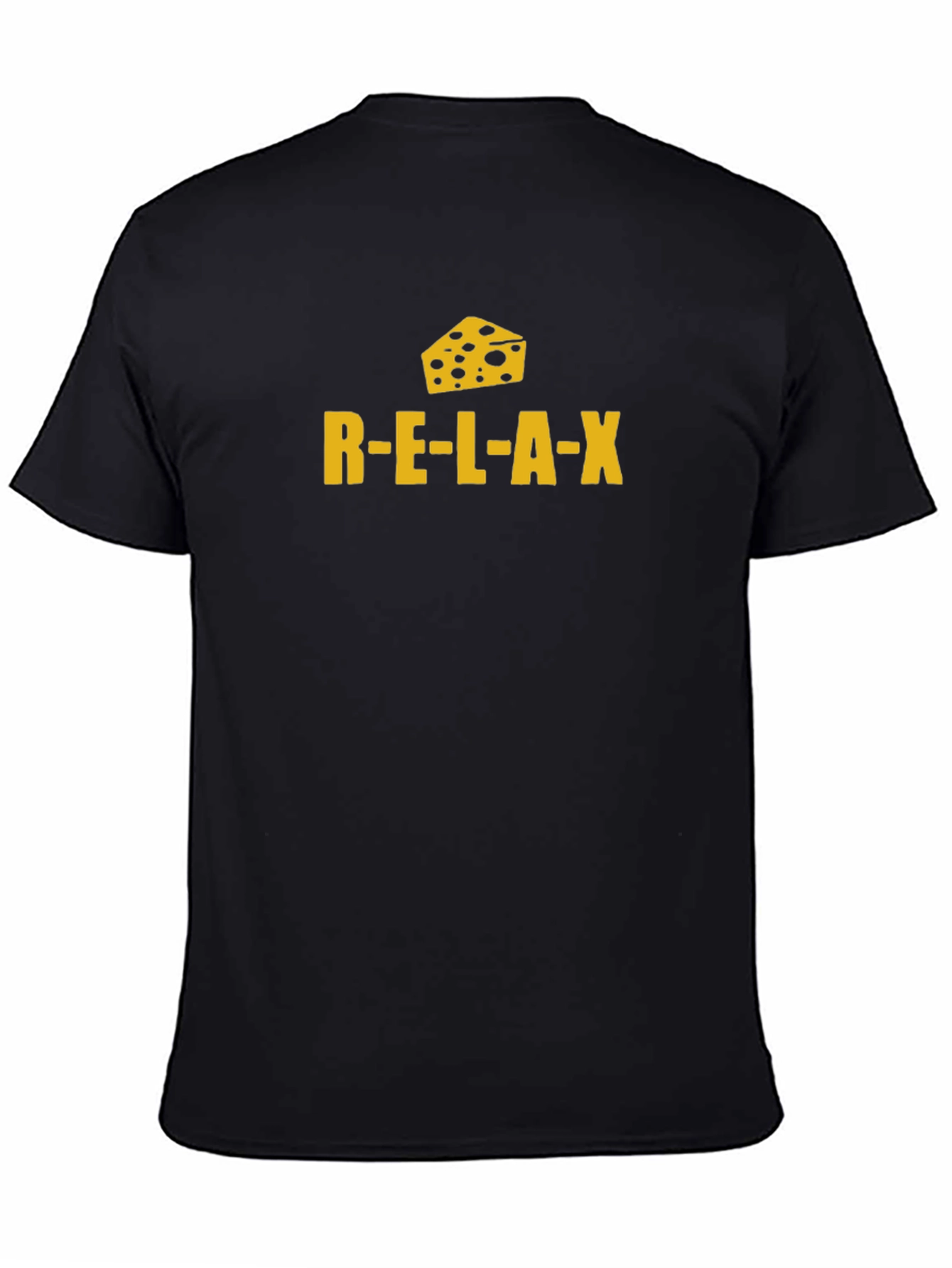 Black Relax Cheese Funny T-Shirt - Soft Cotton Tee view 4