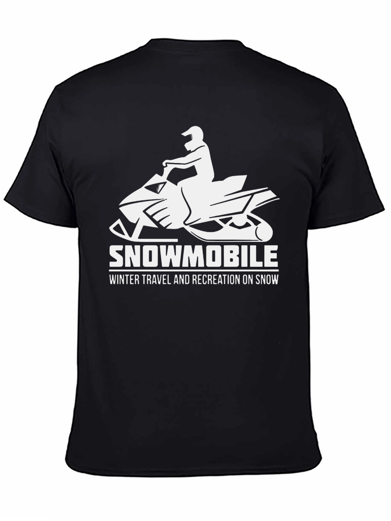 Black Snowmobile Winter Travel Recreation T-Shirt view 4