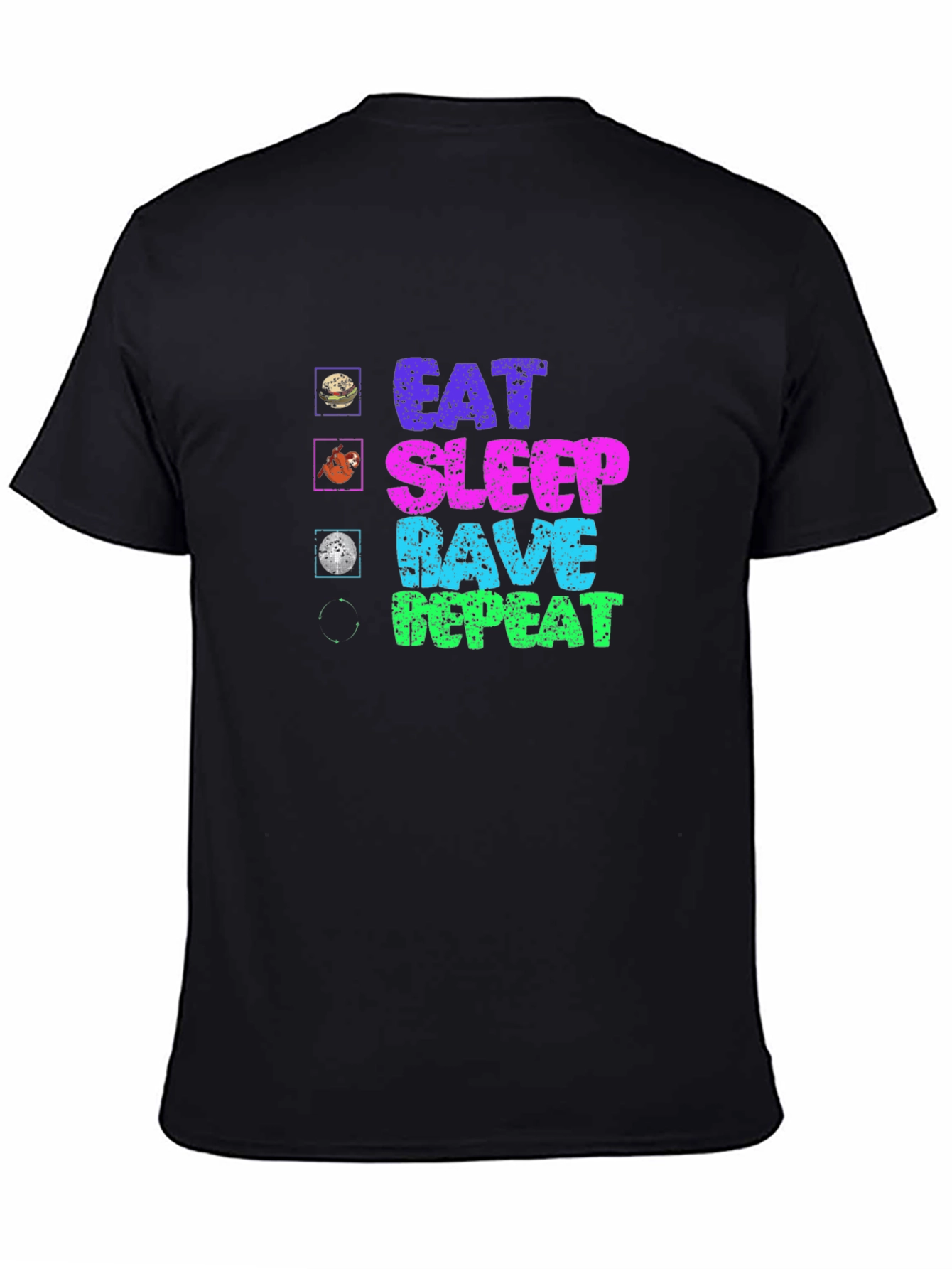 Black Eat Sleep Rave Repeat Graphic Tee view 4