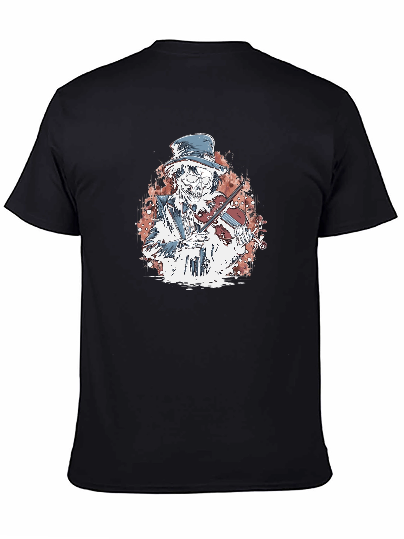 Black Skeleton Violinist Graphic Tee view 4