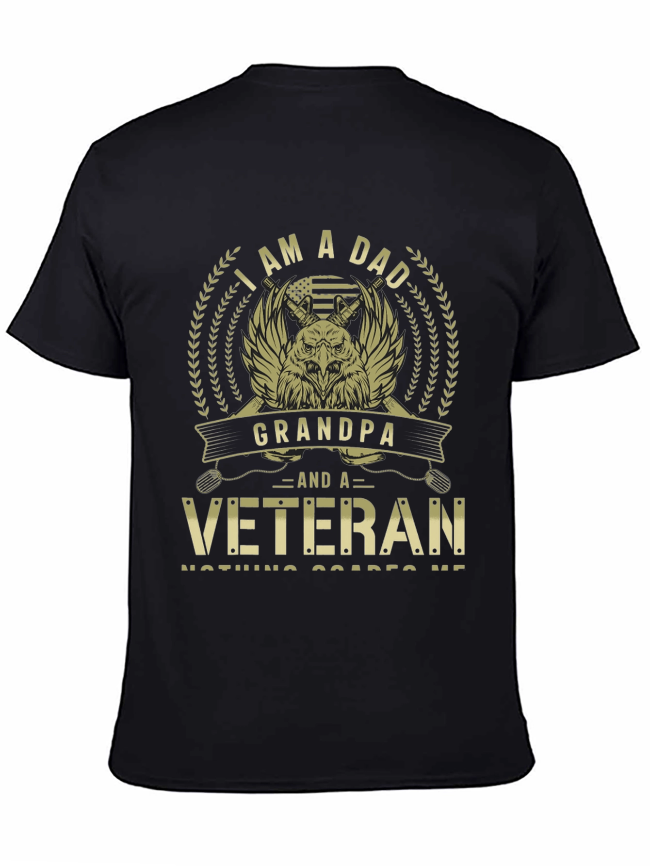 Black I am a Dad Grandpa Veteran T-Shirt view 4
