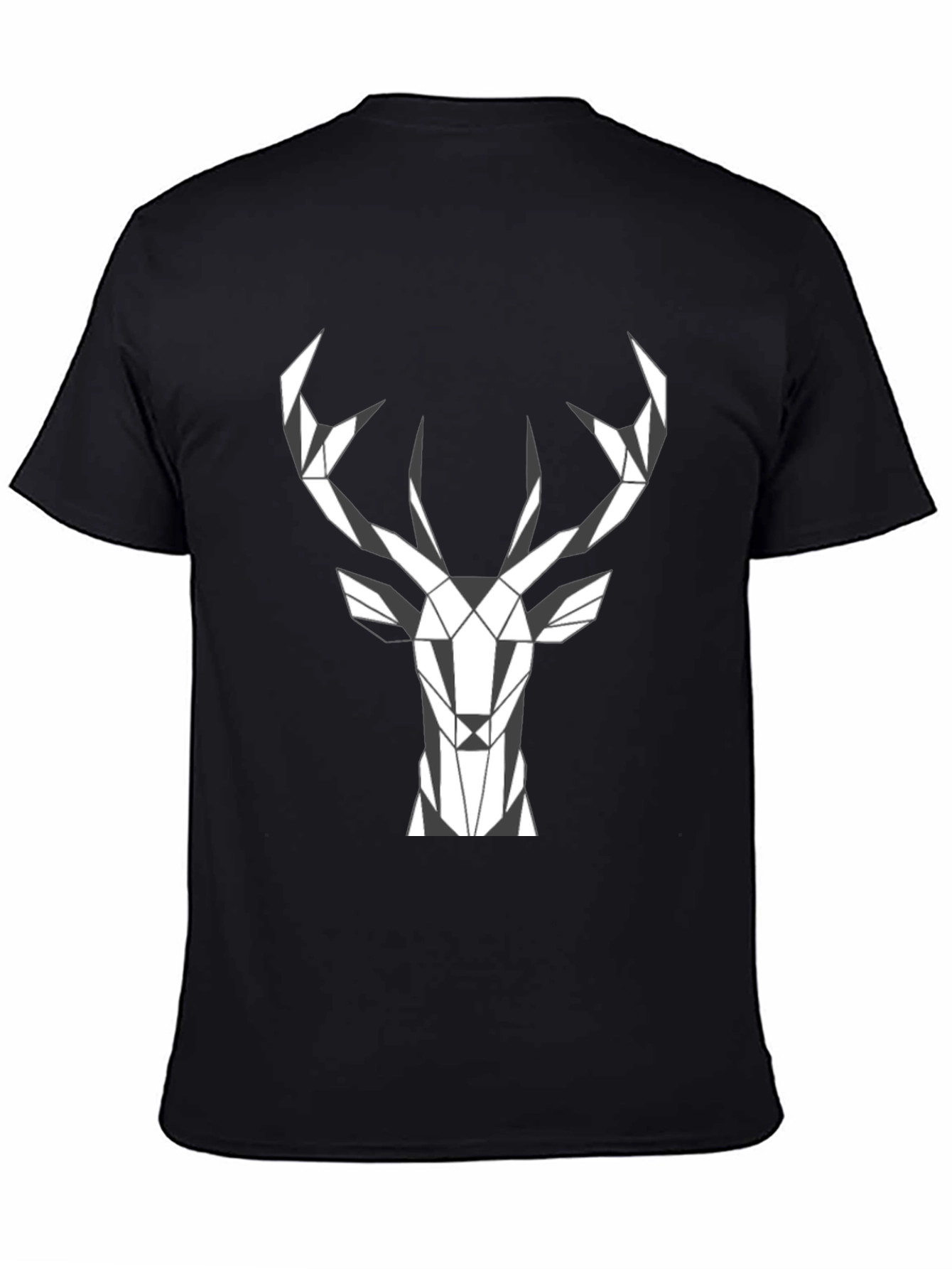 Black Geometric Deer Head Graphic Tee - Stylish Menswear view 4