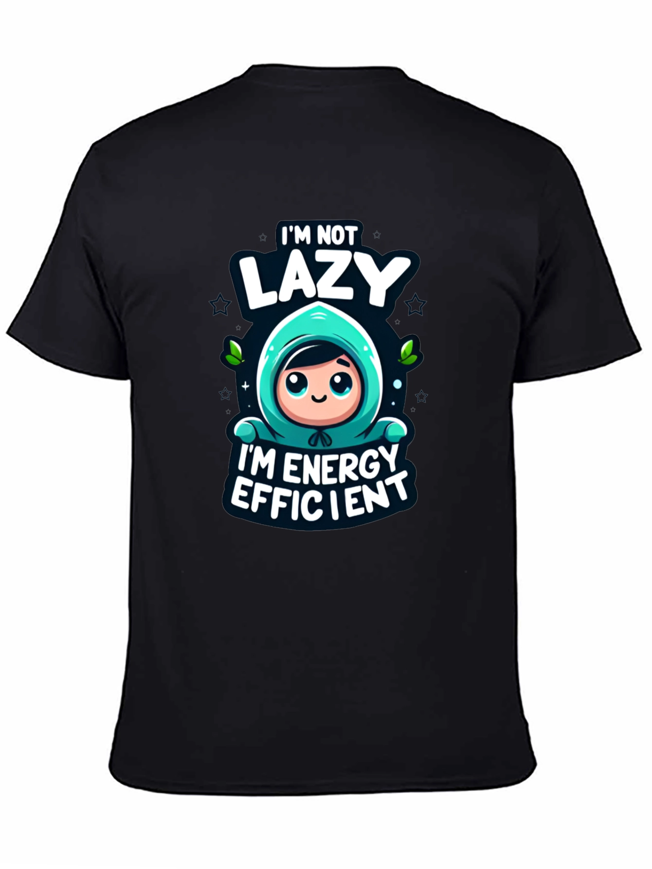 Black Funny Energy Efficient Black Graphic Tee view 4