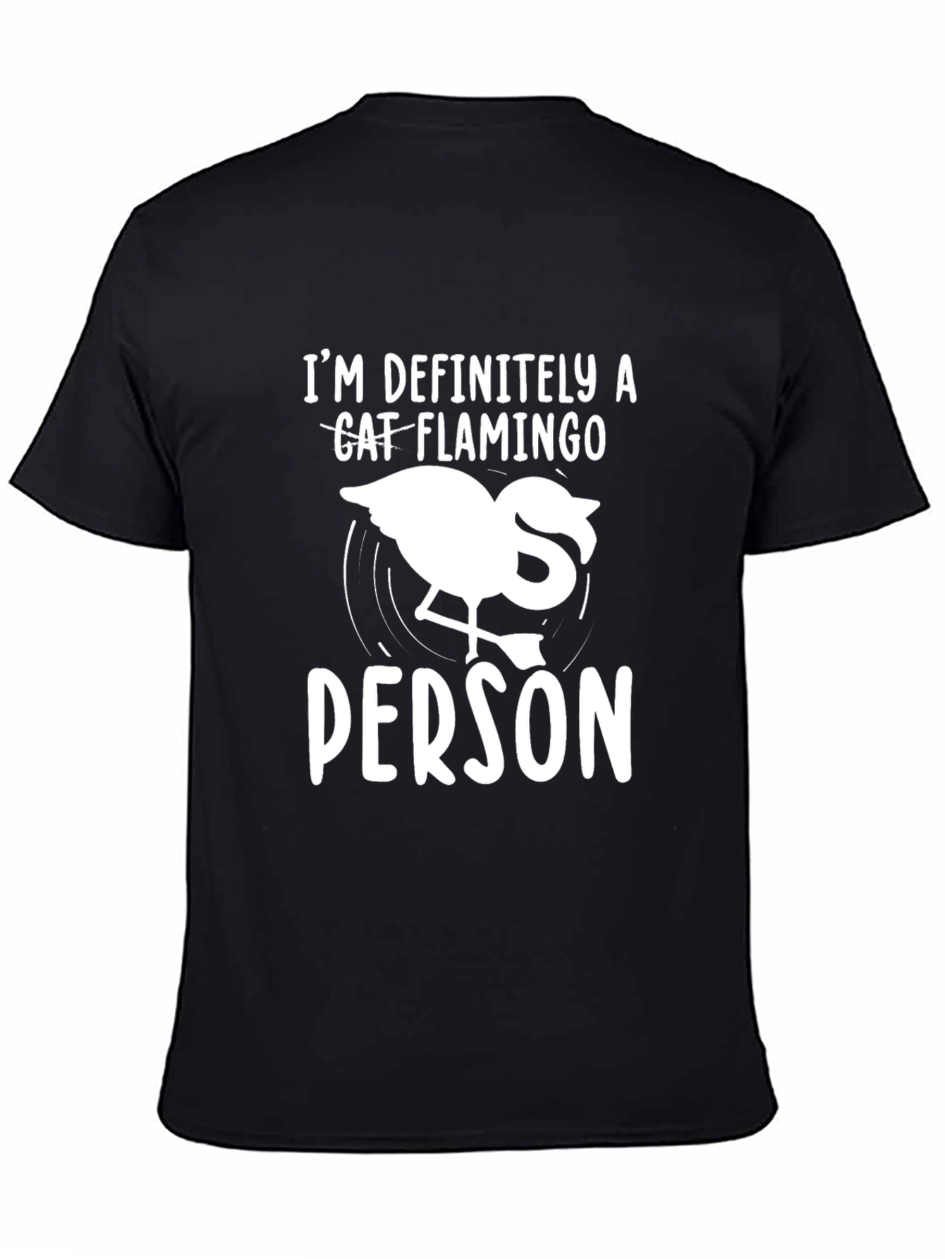 Black Cat Flamingo Person Graphic Tee view 4