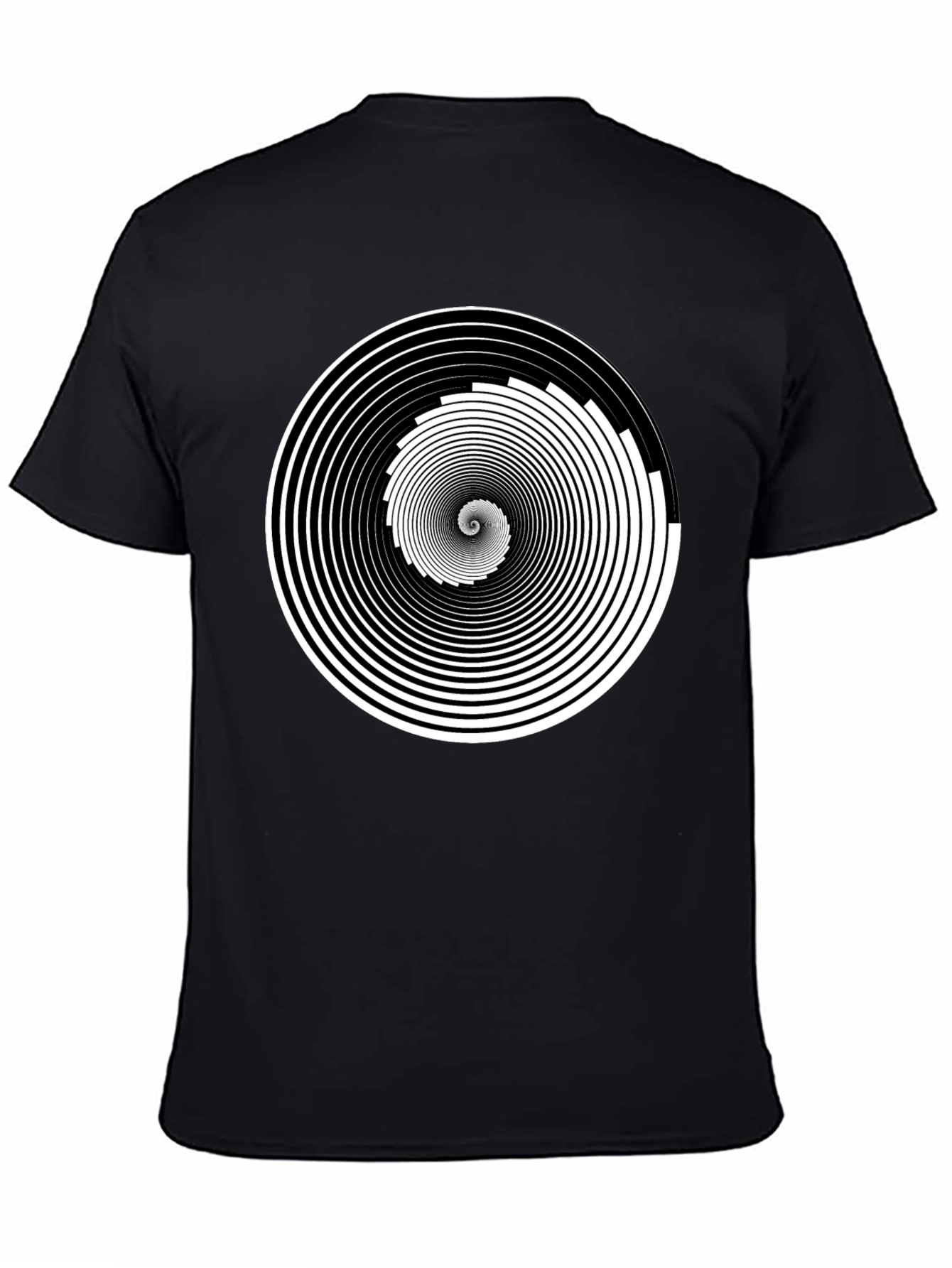 Black Hypnotic Spiral Graphic Tee - Black Cotton Crew Neck view 4