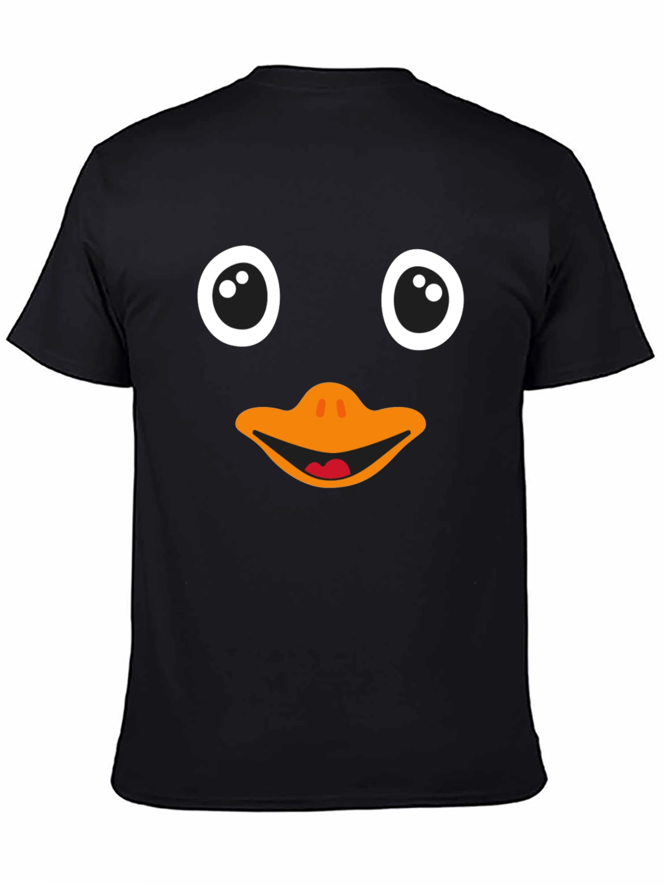 Black Funny Penguin Face Black T-Shirt view 4