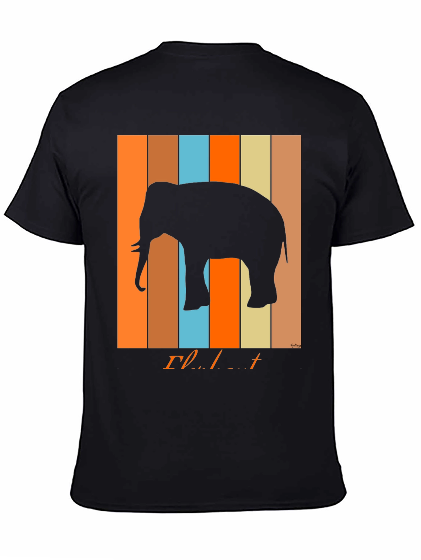 Black Retro Elephant Graphic T-Shirt view 4