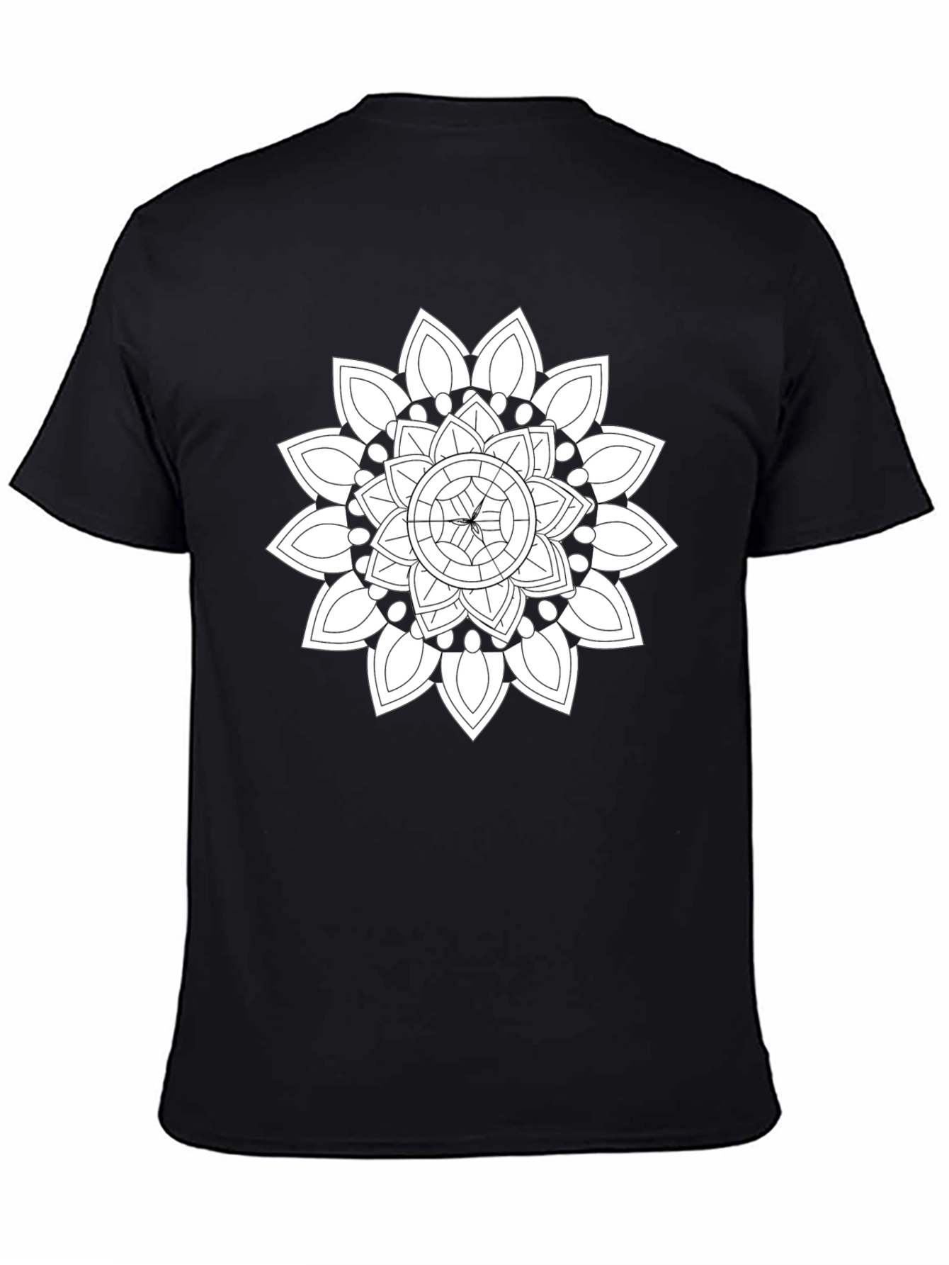 Black Black T-Shirt with Mandala Design view 4