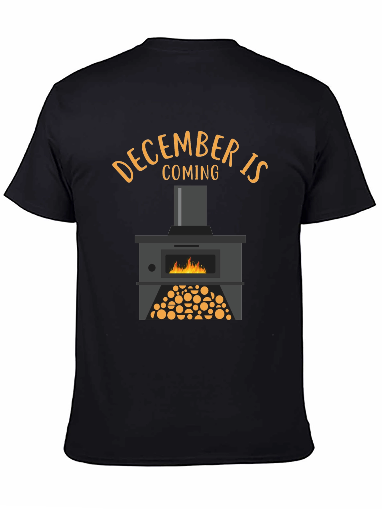 Black December Is Coming Graphic Tee - Cozy Fireplace Shirt view 4