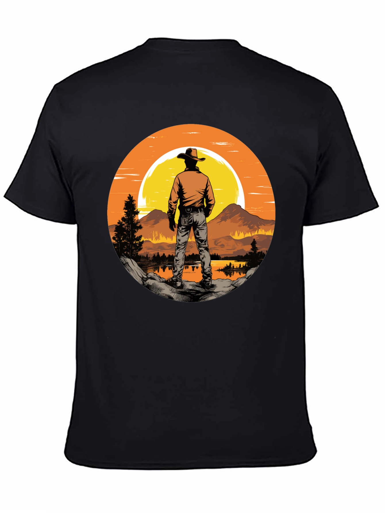 Black Sunset Cowboy Graphic Tee view 4