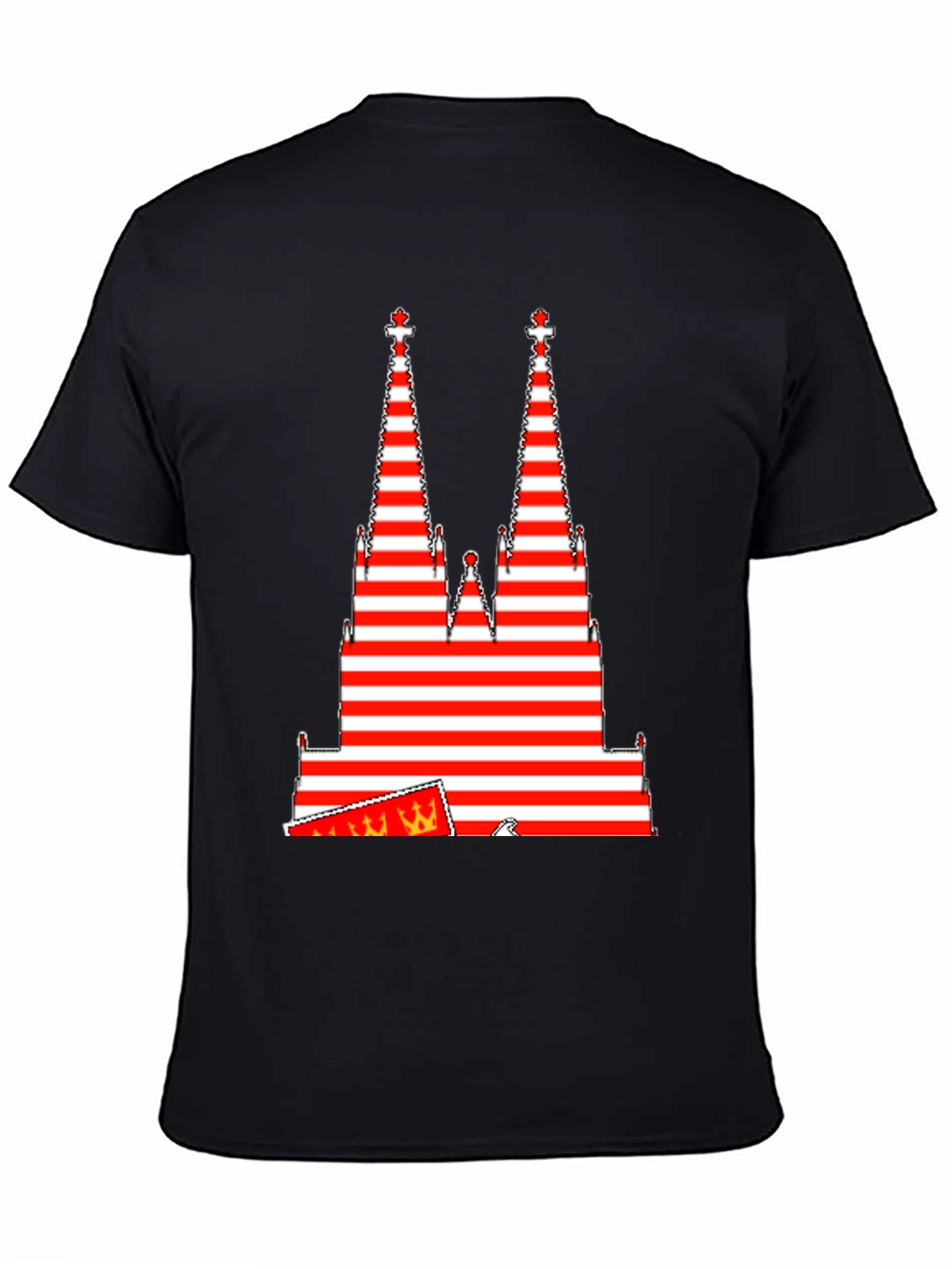 Black Striped Tower Graphic Tee - Unique Men's Black T-Shirt view 4