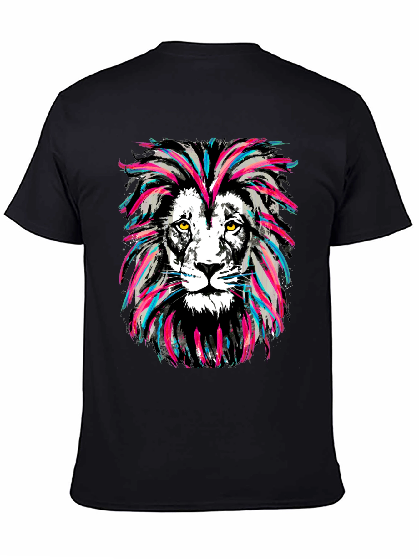 Black Lion Head Graphic Print Tee view 4