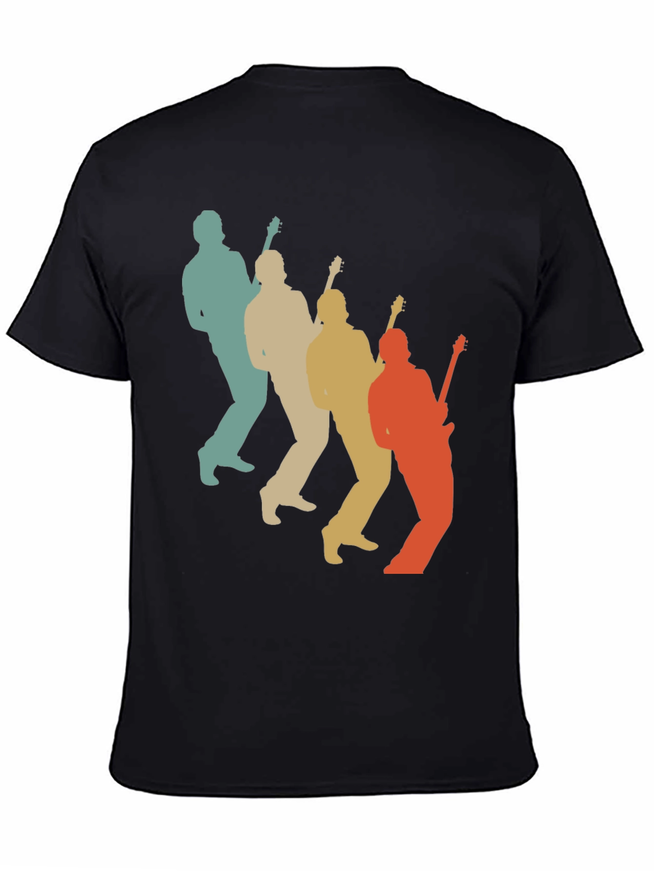 Black Retro Guitar Player T-Shirt - Music Lover Tee view 4