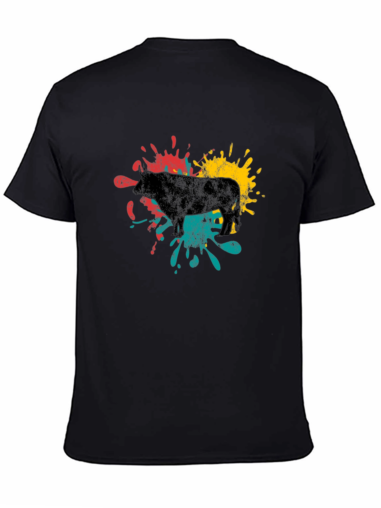 Black Abstract Bull Graphic Tee - Black view 4