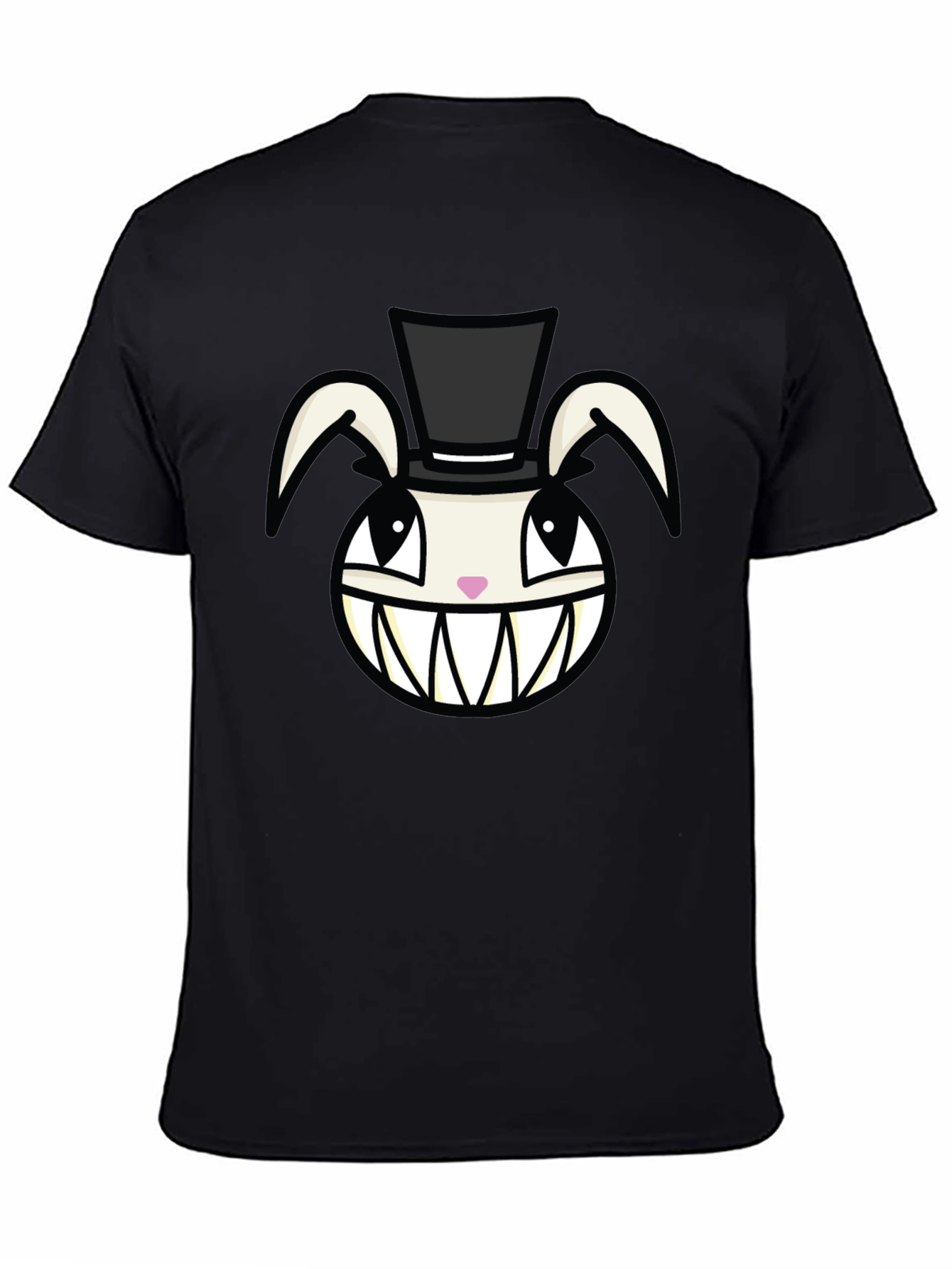 Black Creepy Rabbit Top Hat Graphic Tee - Black view 4