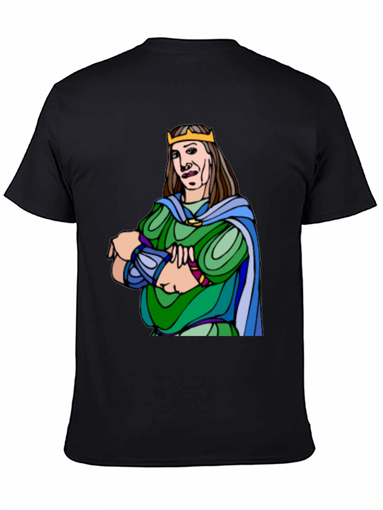 Black King Cartoon Graphic Black T-Shirt view 4
