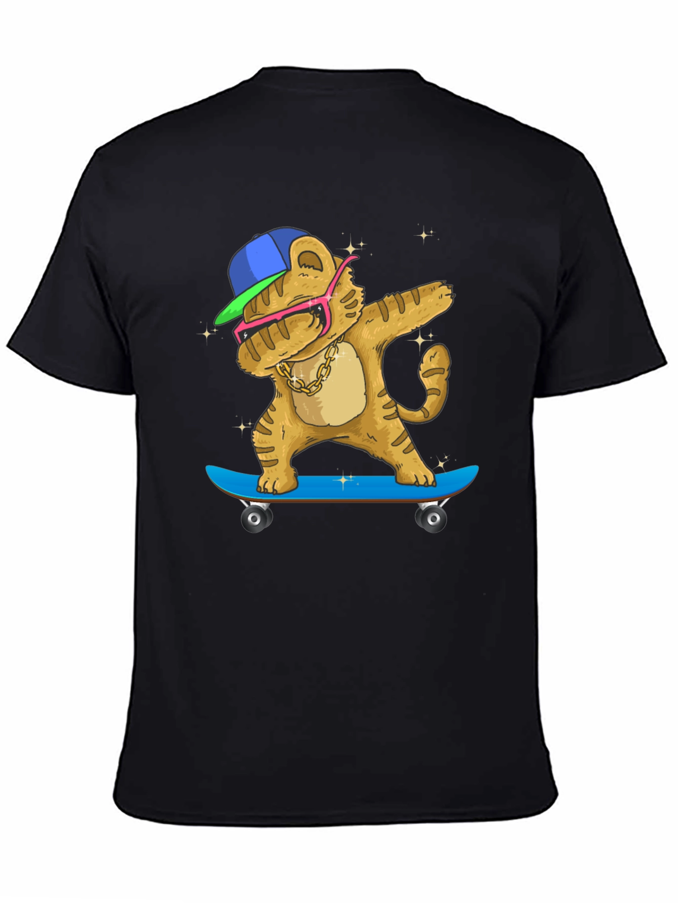 Black Dabbing Tiger Skateboard T-Shirt view 4