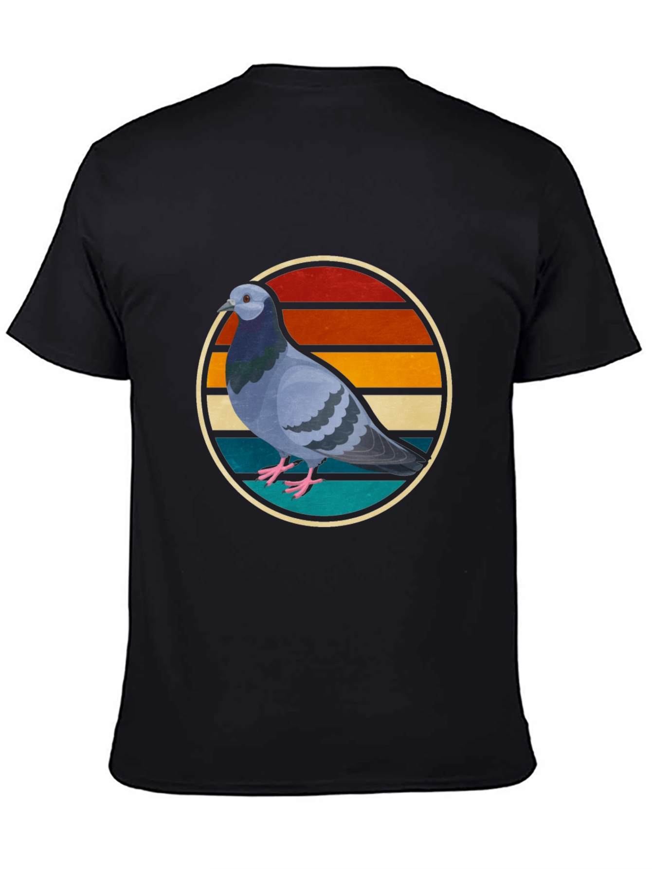 Black Retro Pigeon Graphic Tee - Cool Bird Lover Shirt view 4