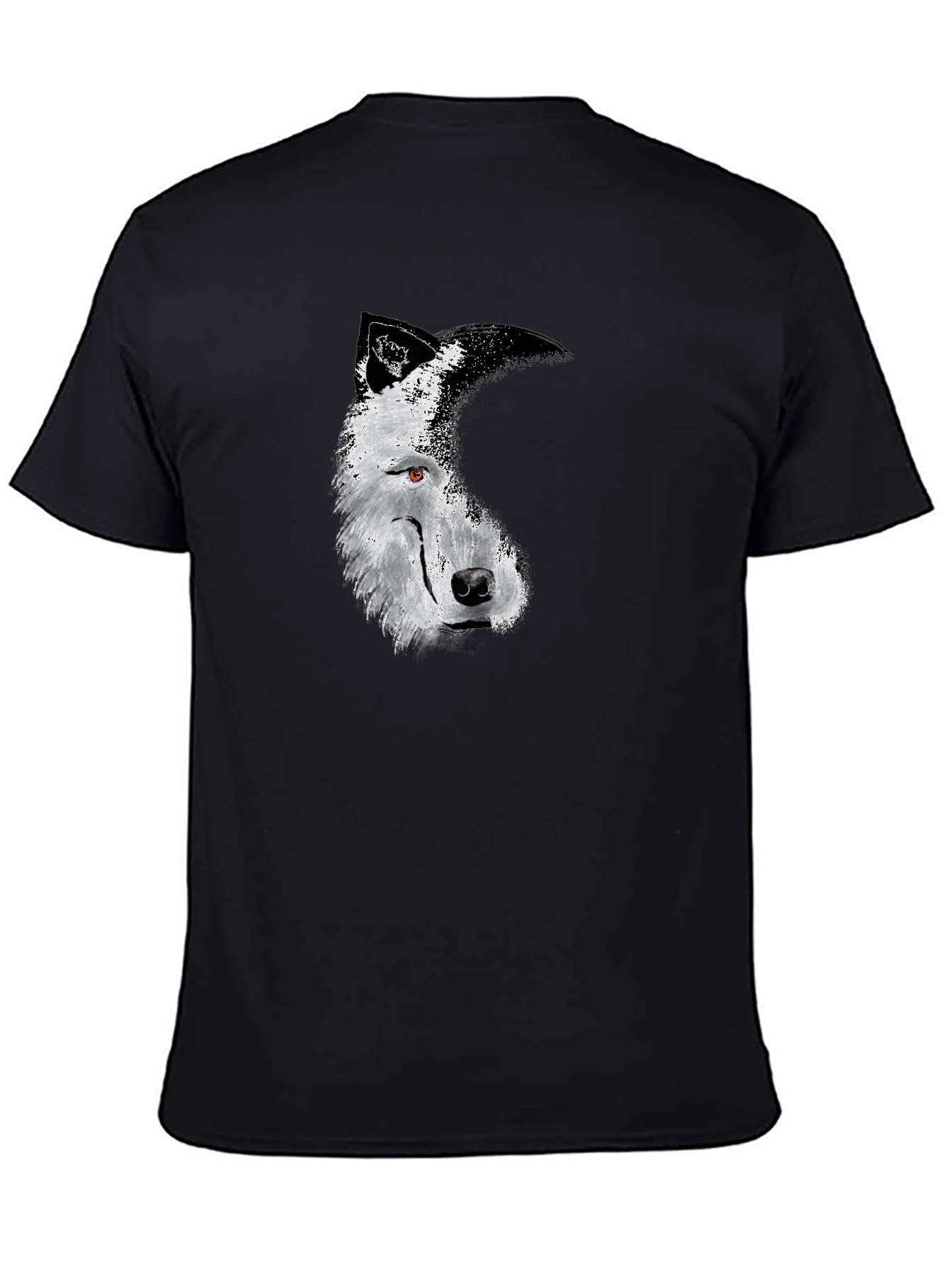 Black Men's Black Wolf Graphic Tee - Stylish & Unique Design view 4