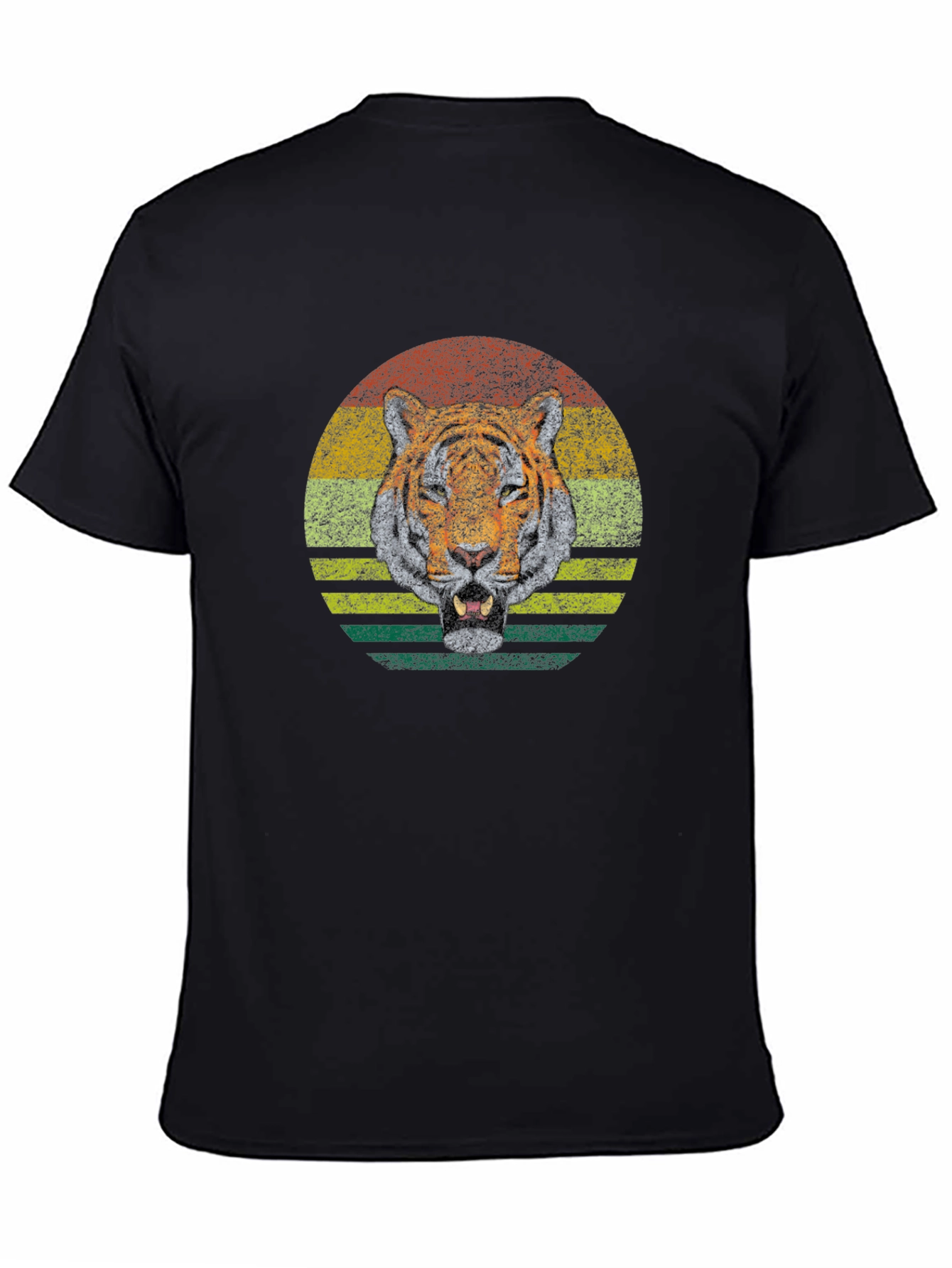 Black Retro Tiger Graphic Tee - Classic Crew Neck view 4