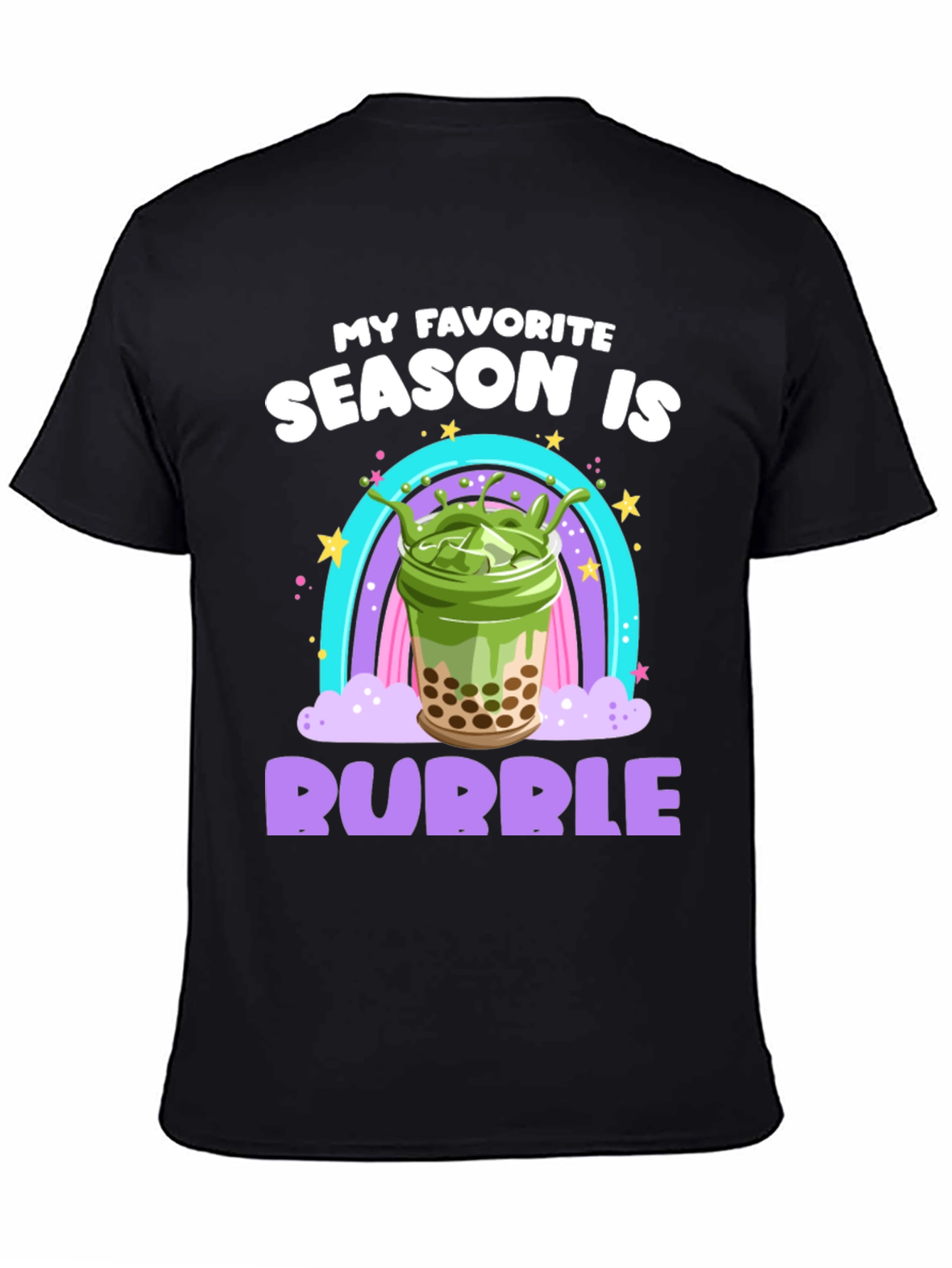 Black Bubble Tea Season T-Shirt - Matcha Boba Lover view 4