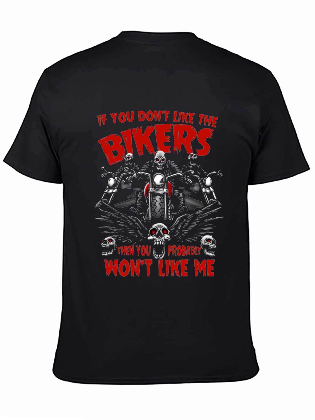 Black Biker Skull Graphic T-Shirt - Edgy Ride Apparel view 4