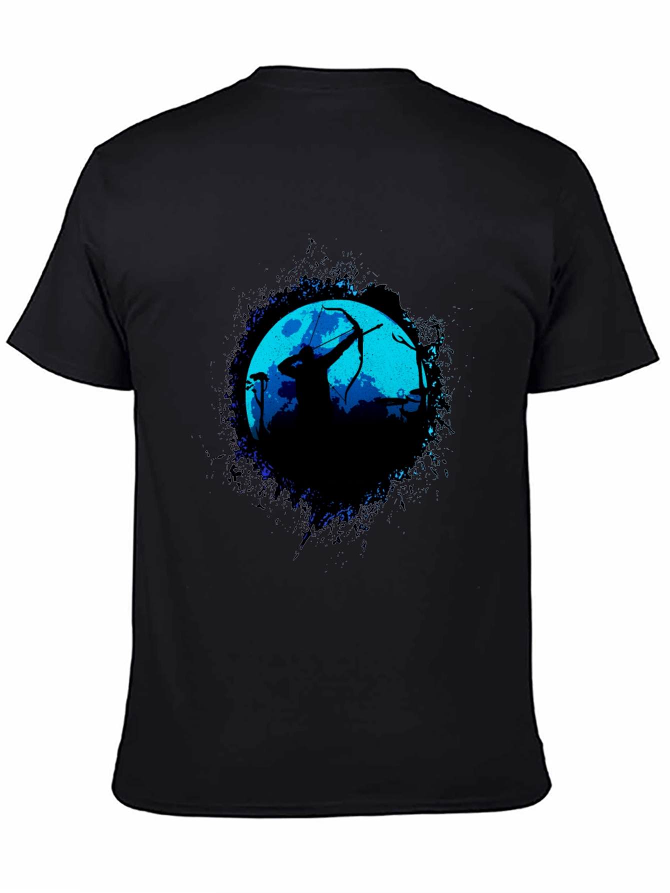 Black Archer Silhouette Graphic Black T-Shirt view 4