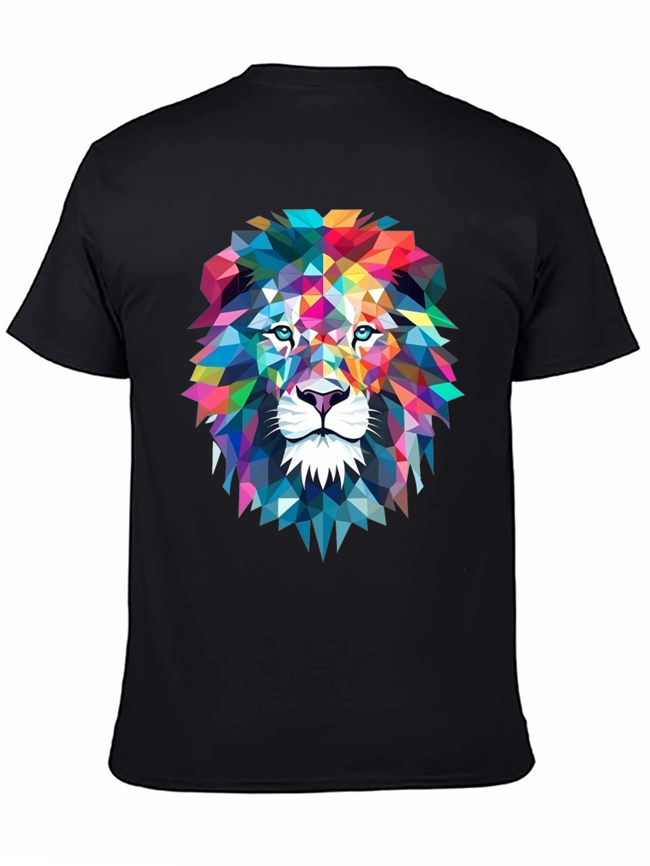 Black Geometric Lion Graphic Tee - Bold Art Design view 4