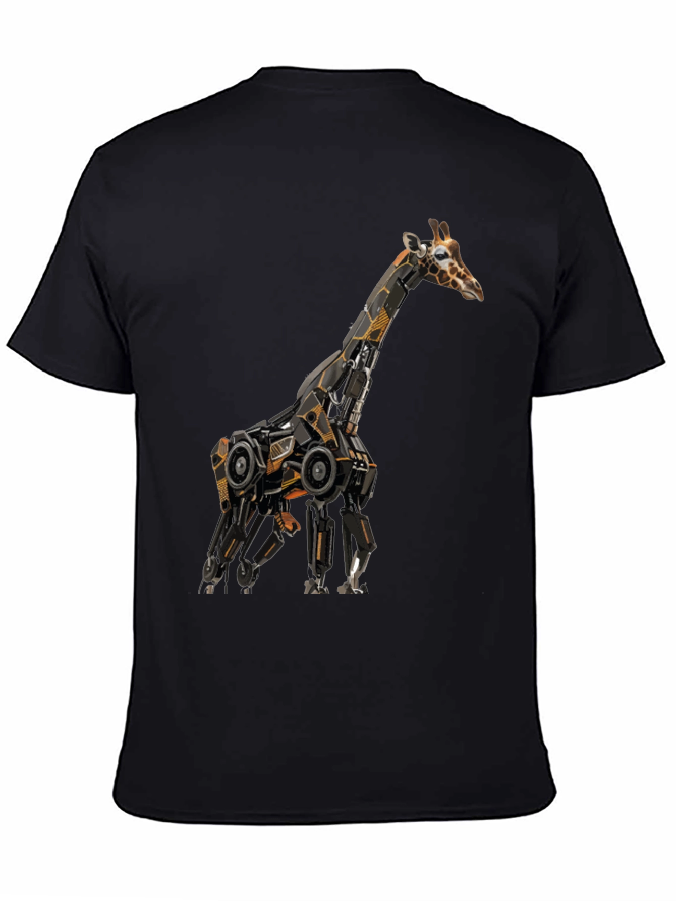 Black Robotic Giraffe Graphic Tee - Cool Black T-Shirt view 4