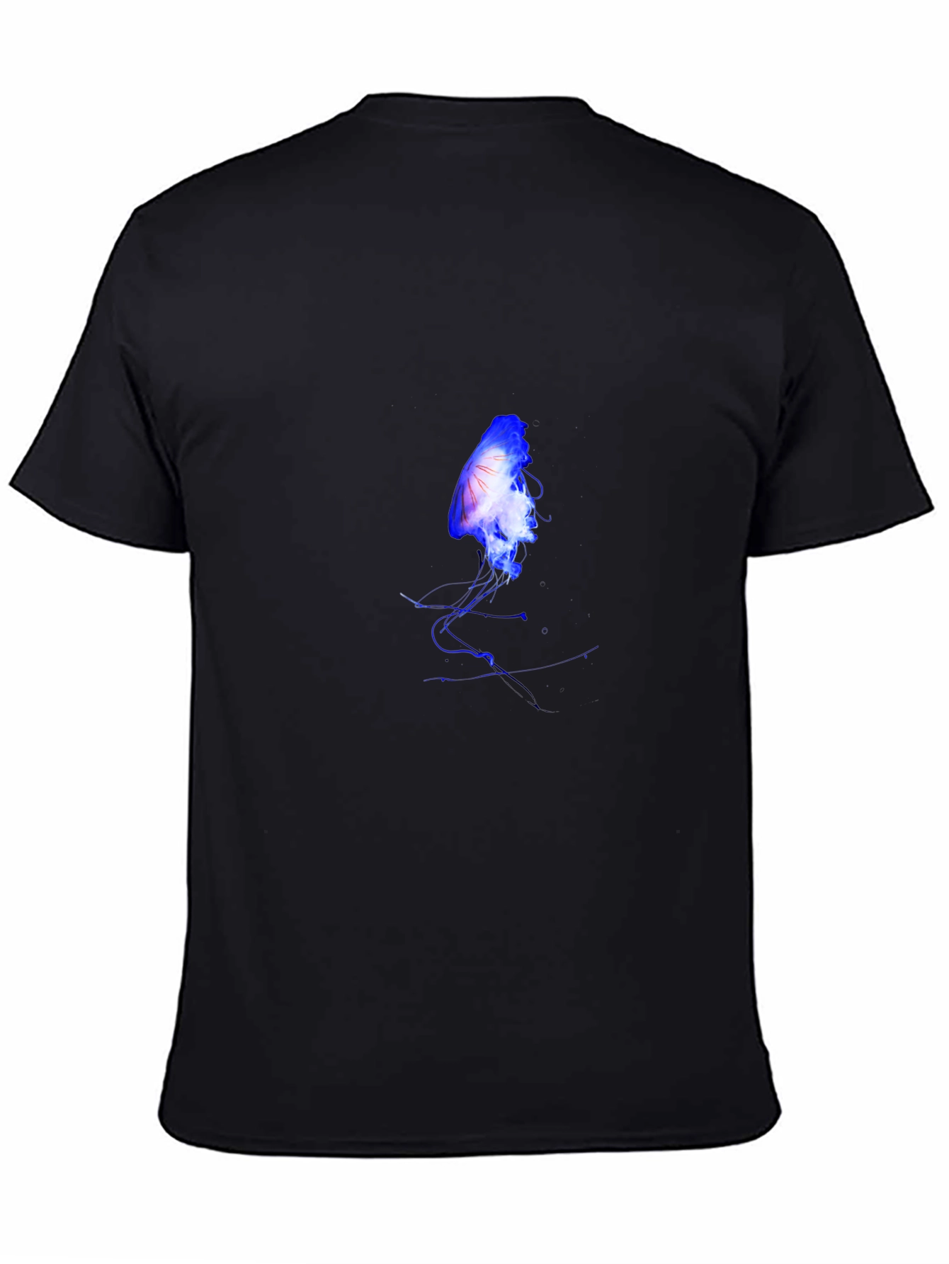 Black Jellyfish Print Black T-Shirt - Unique Graphic Tee view 4