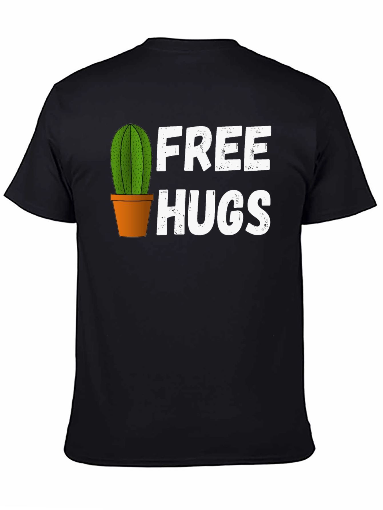 Black Free Hugs Cactus Graphic T-Shirt view 4