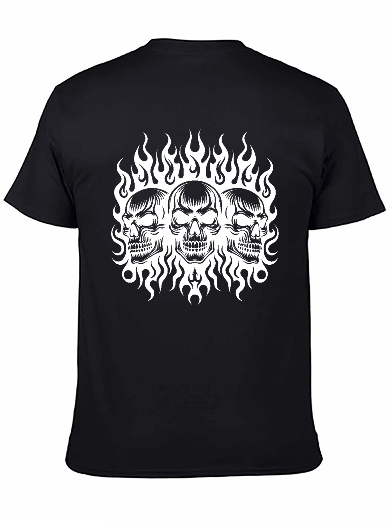 Black Skull Flame Graphic Tee - Black view 4
