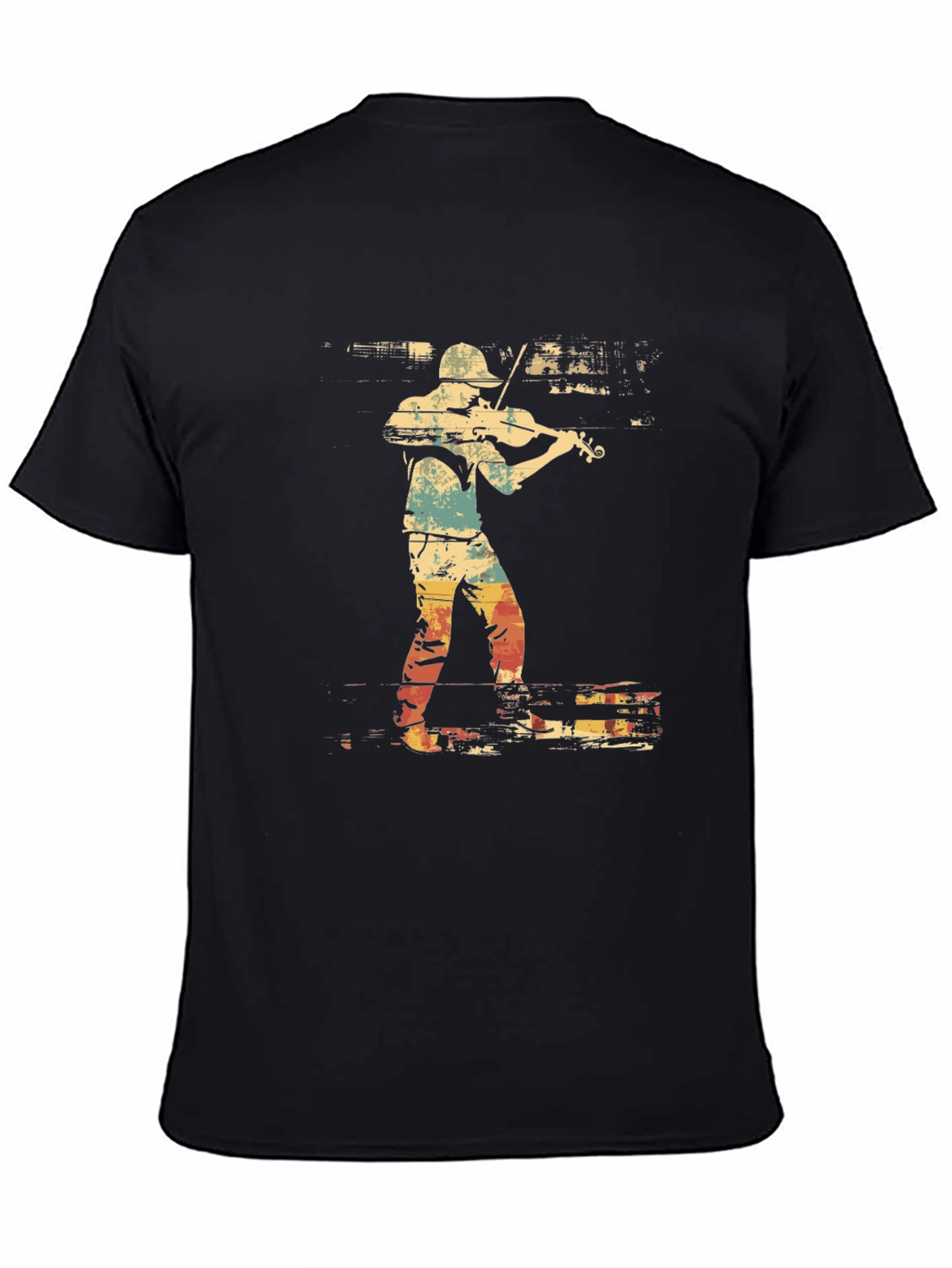 Black Violinist Graphic Tee - Retro Style Music Shirt view 4