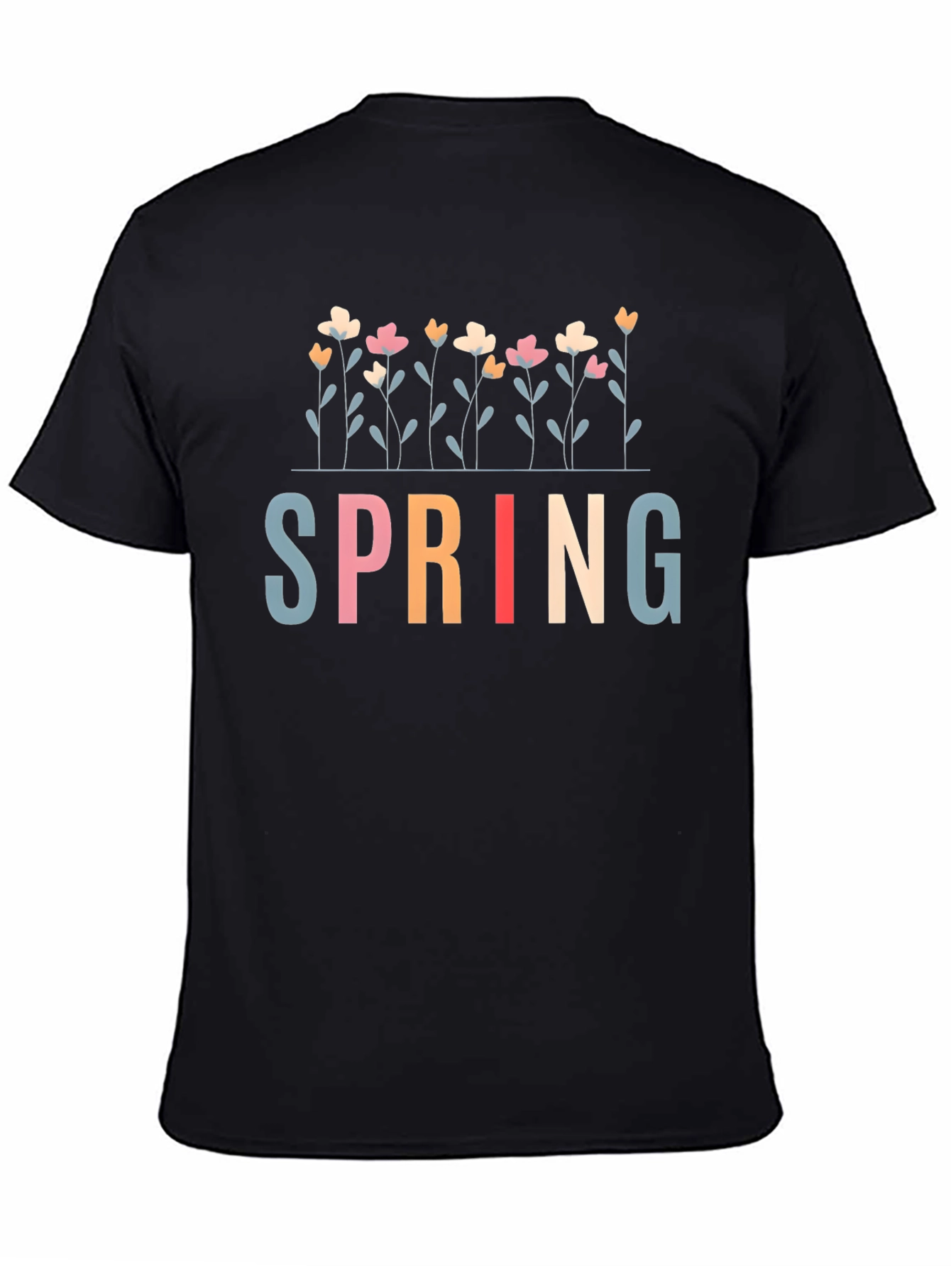 Black Floral Spring T-Shirt - Stylish Casual Wear view 4