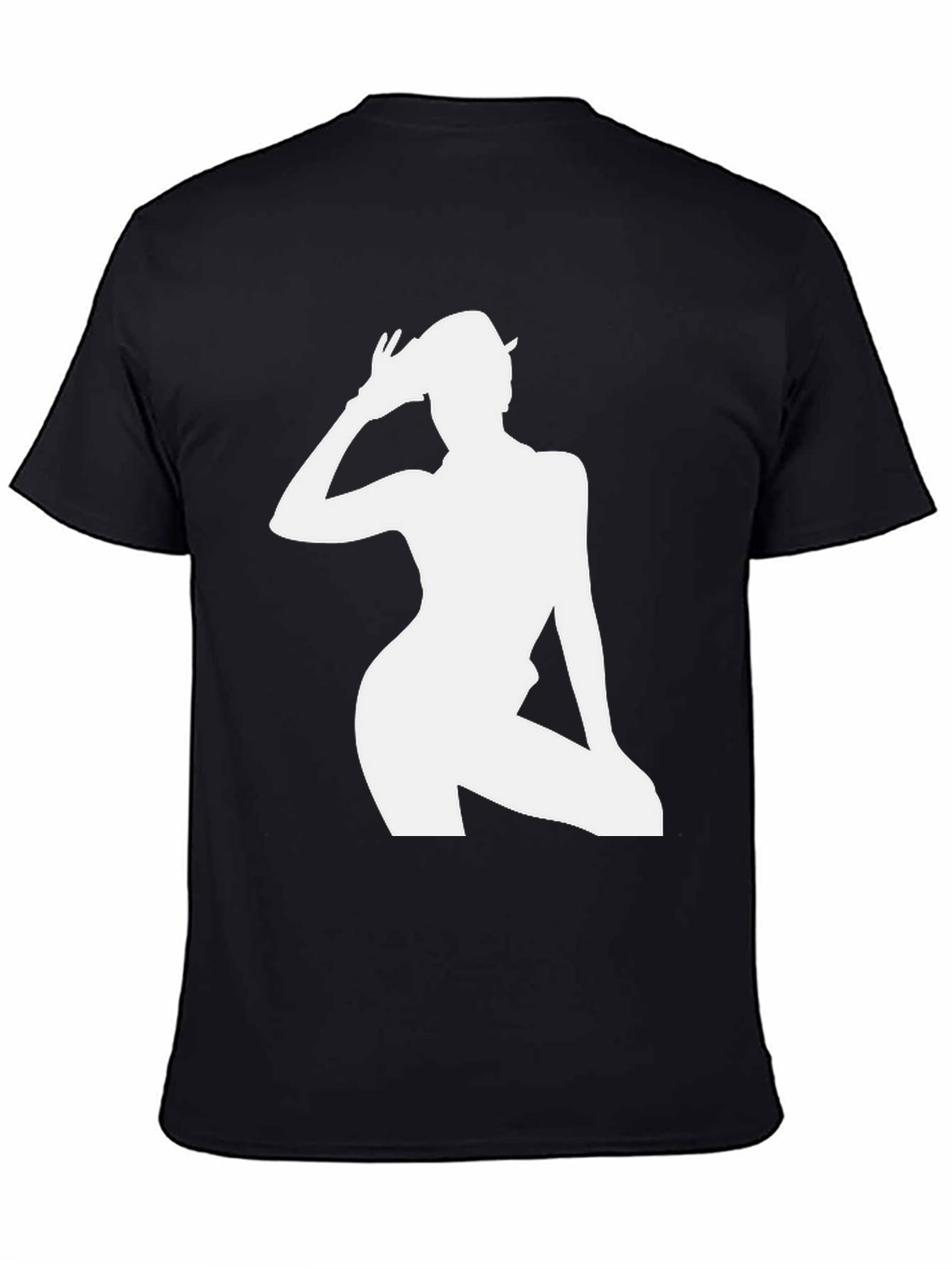 Black Silhouette Graphic Tee - Sleek Black T-Shirt view 4