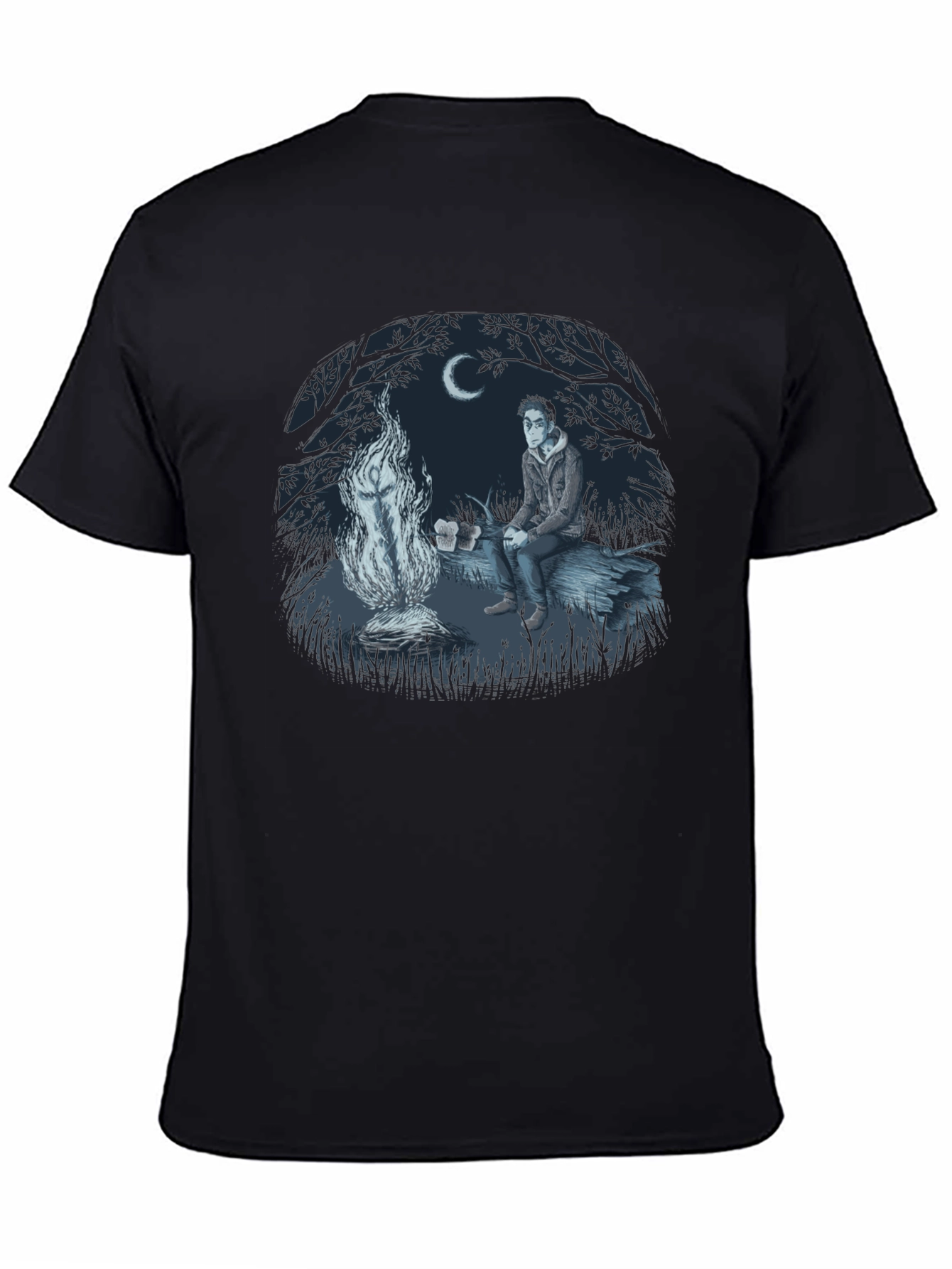 Black Campfire Story Graphic Tee - Relaxed Night Design view 4