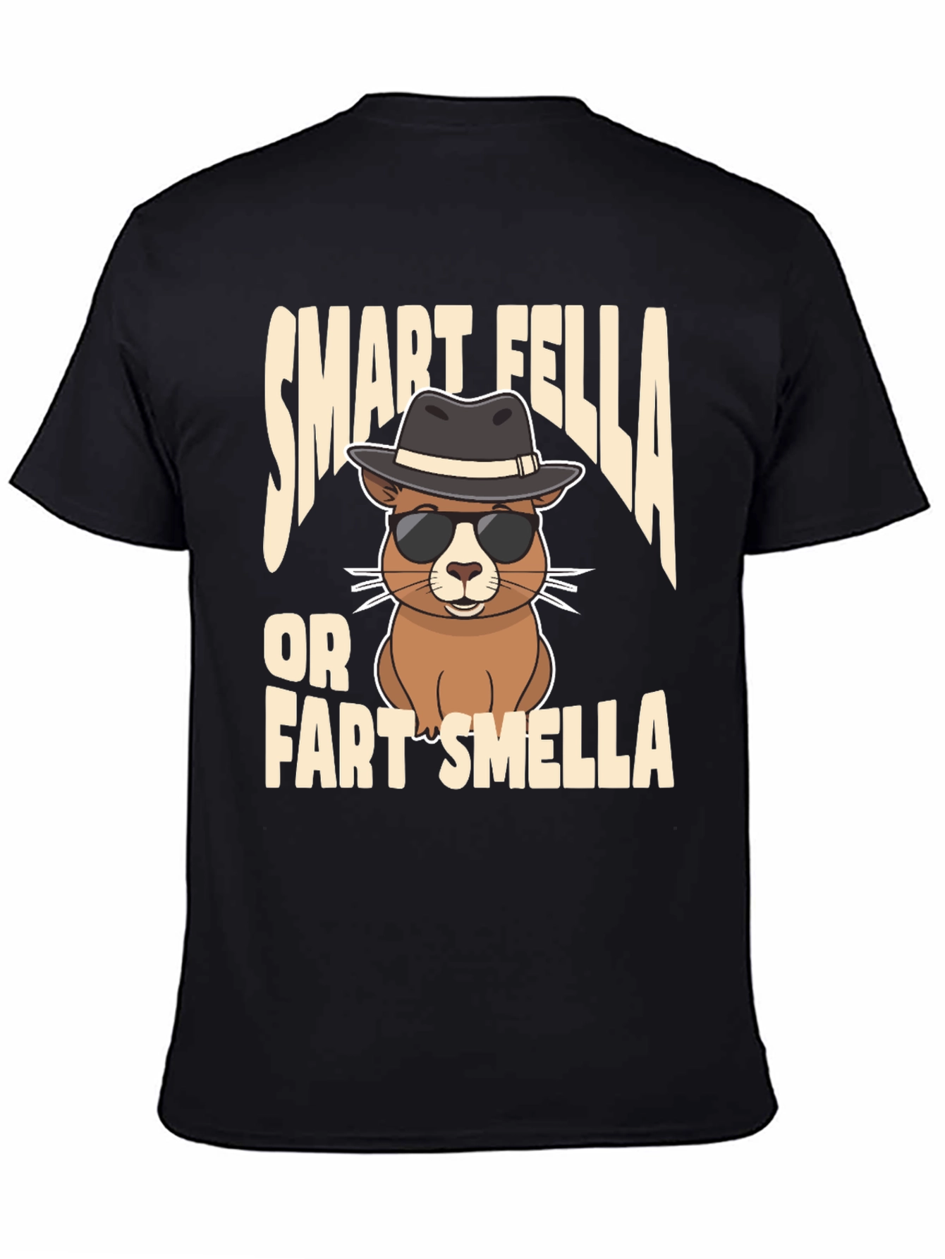 Black Smart Fella or Fart Smella T-Shirt view 4