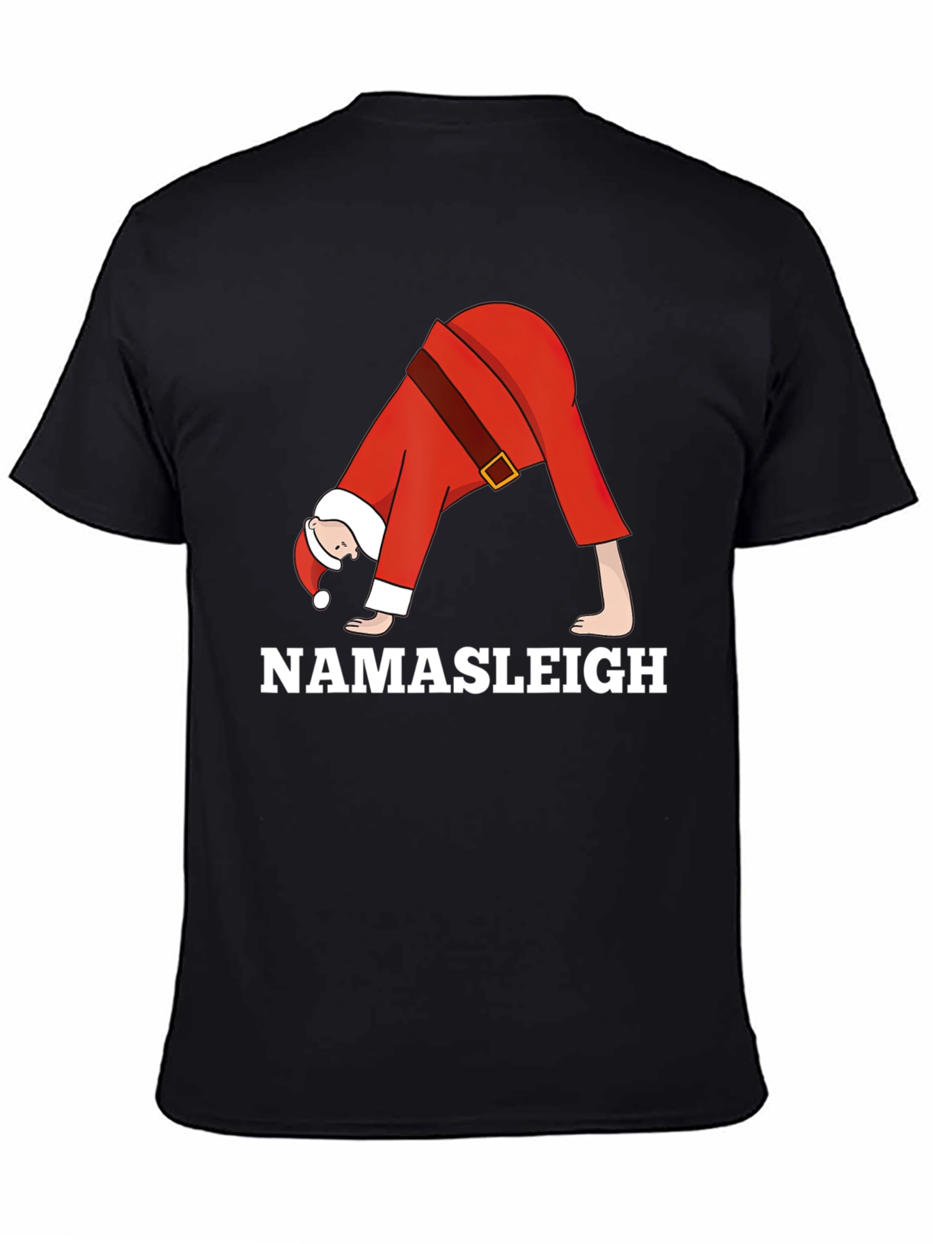 Black Namasleigh Santa Yoga Black T-Shirt view 4