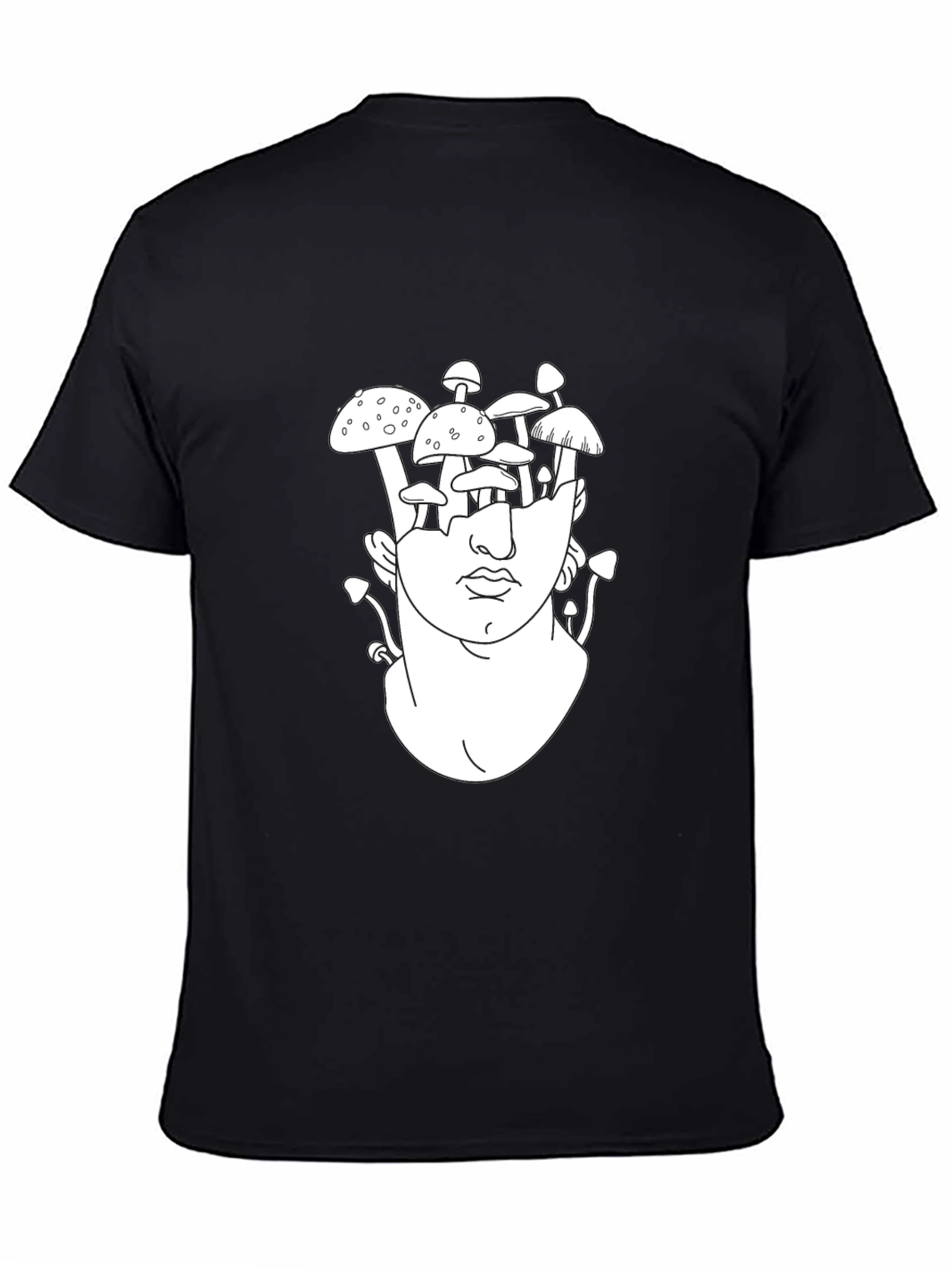 Black Mushroom Mind Graphic Tee - Unique Art T-Shirt view 4