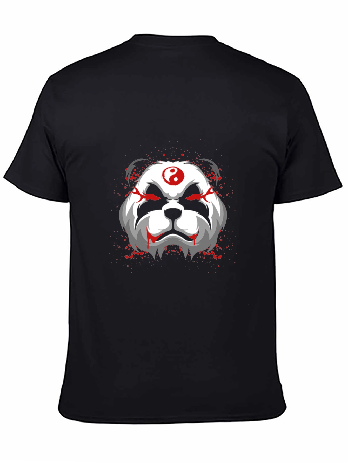 Black Evil Panda Graphic Print Black T-Shirt view 4