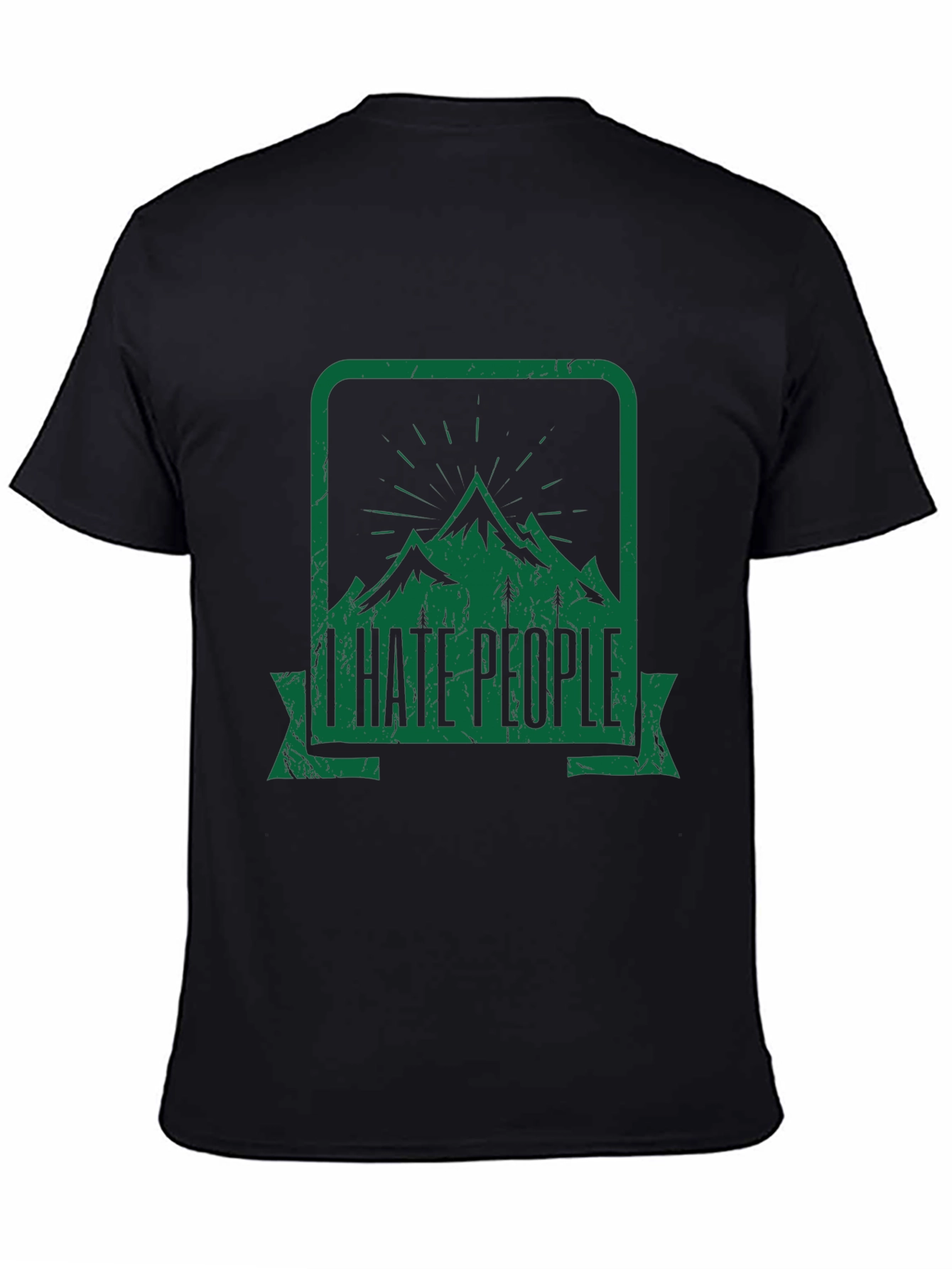 Black I Hate People Mountain Graphic Black Tee view 4