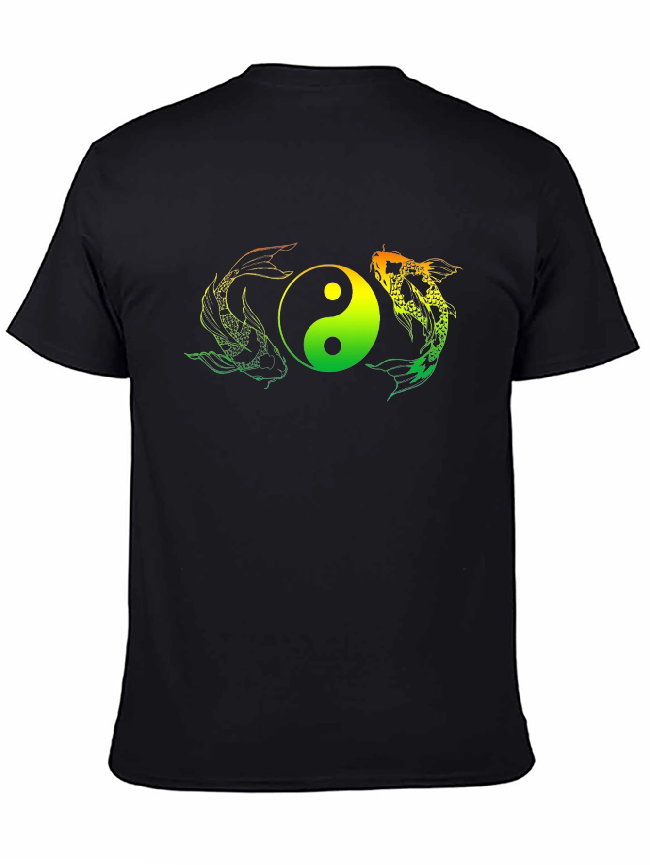 Black Yin Yang Koi Fish Graphic Tee - Black T-Shirt view 4
