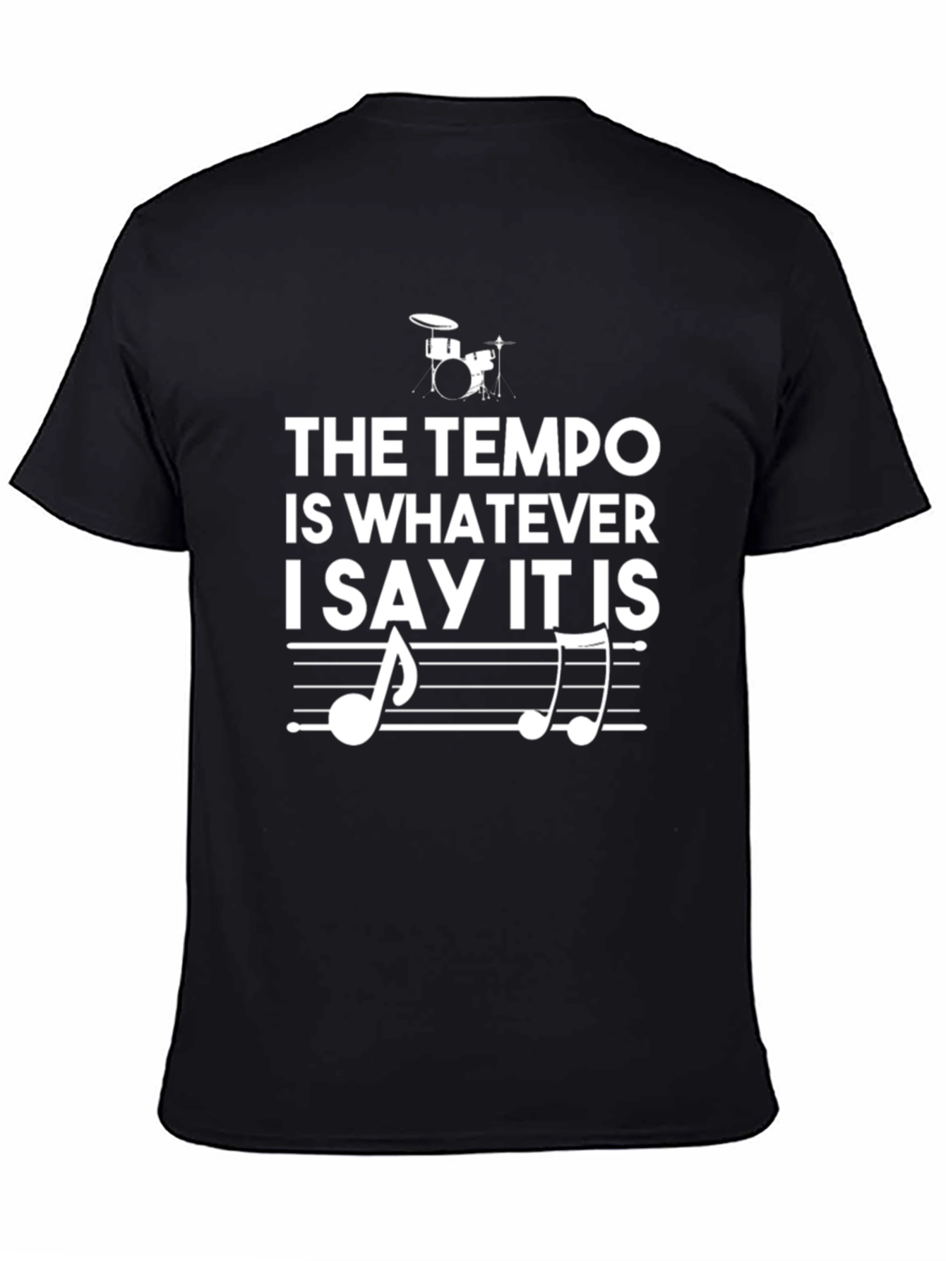 Black Tempo Drummer T-Shirt - Music Humor Tee view 4