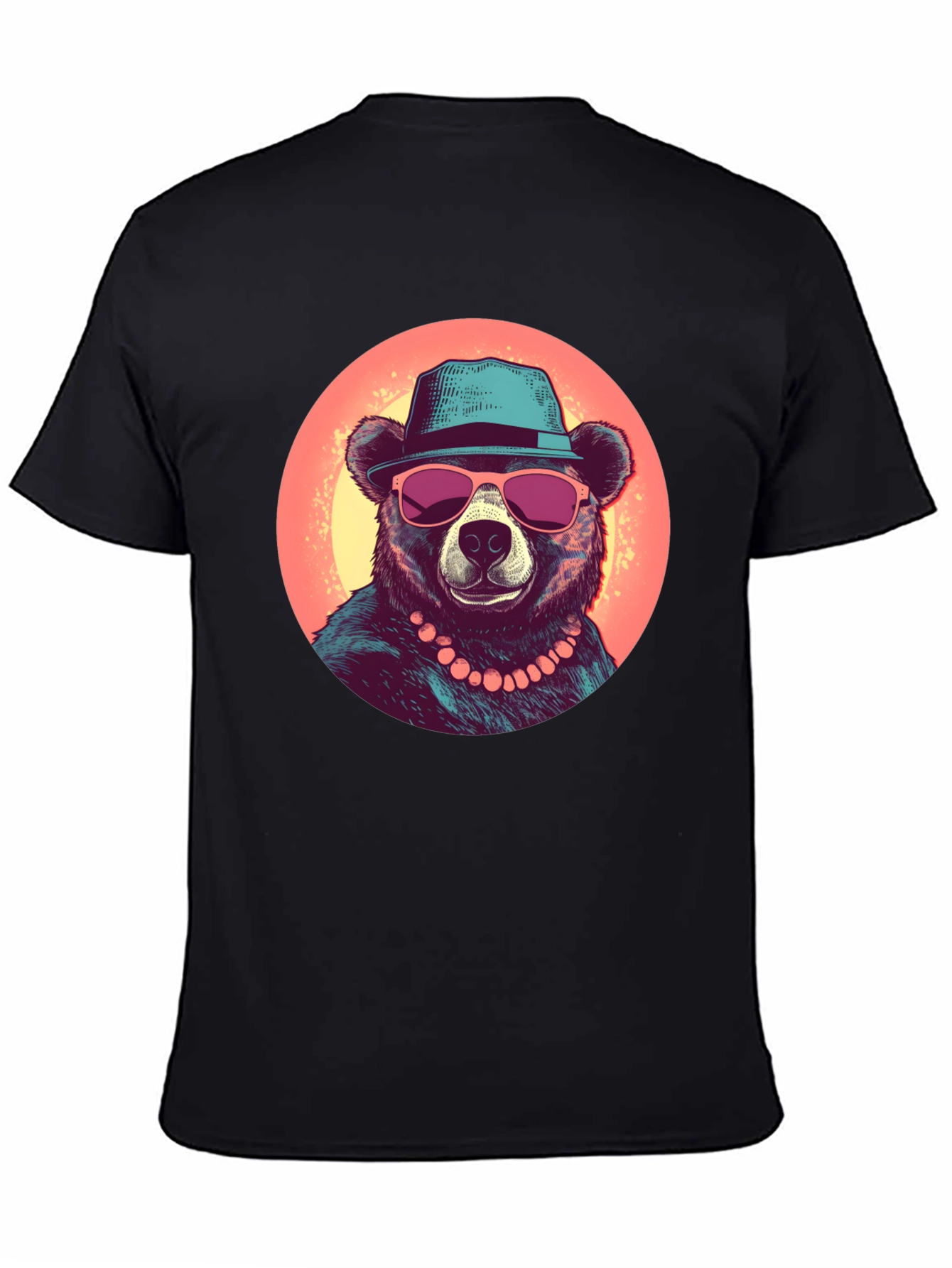 Black Bear with Hat Graphic Tee - Cool Summer Style view 4