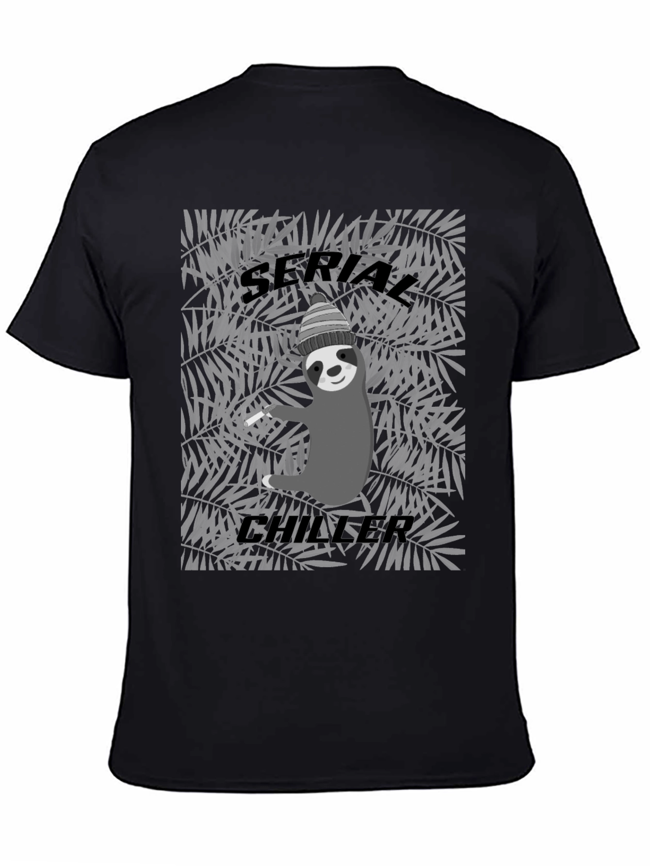 Black Serial Chiller Sloth Graphic Tee - Cool Relaxed Style view 4