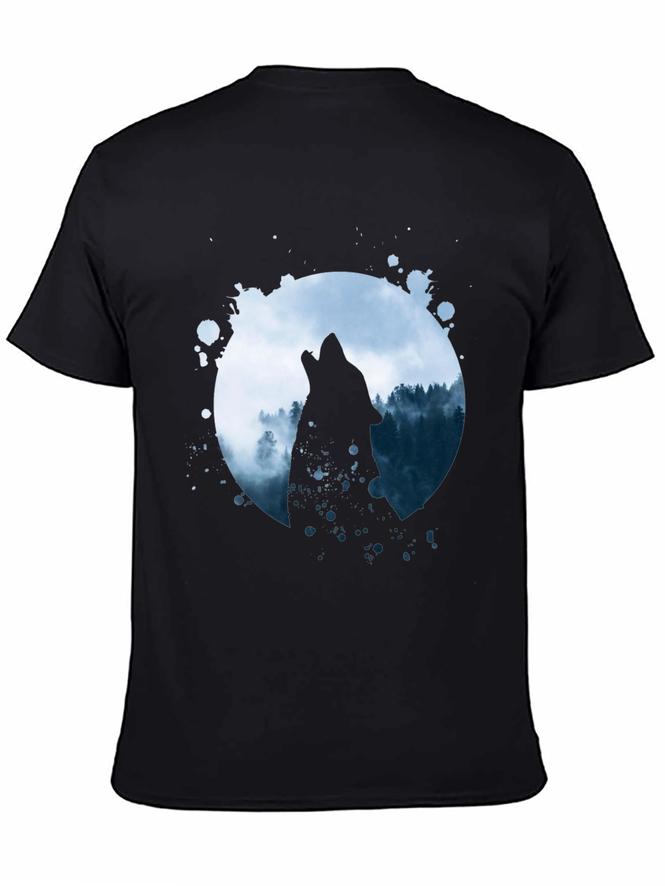 Black Wolf Howl Graphic Tee - Black Cotton Blend view 4